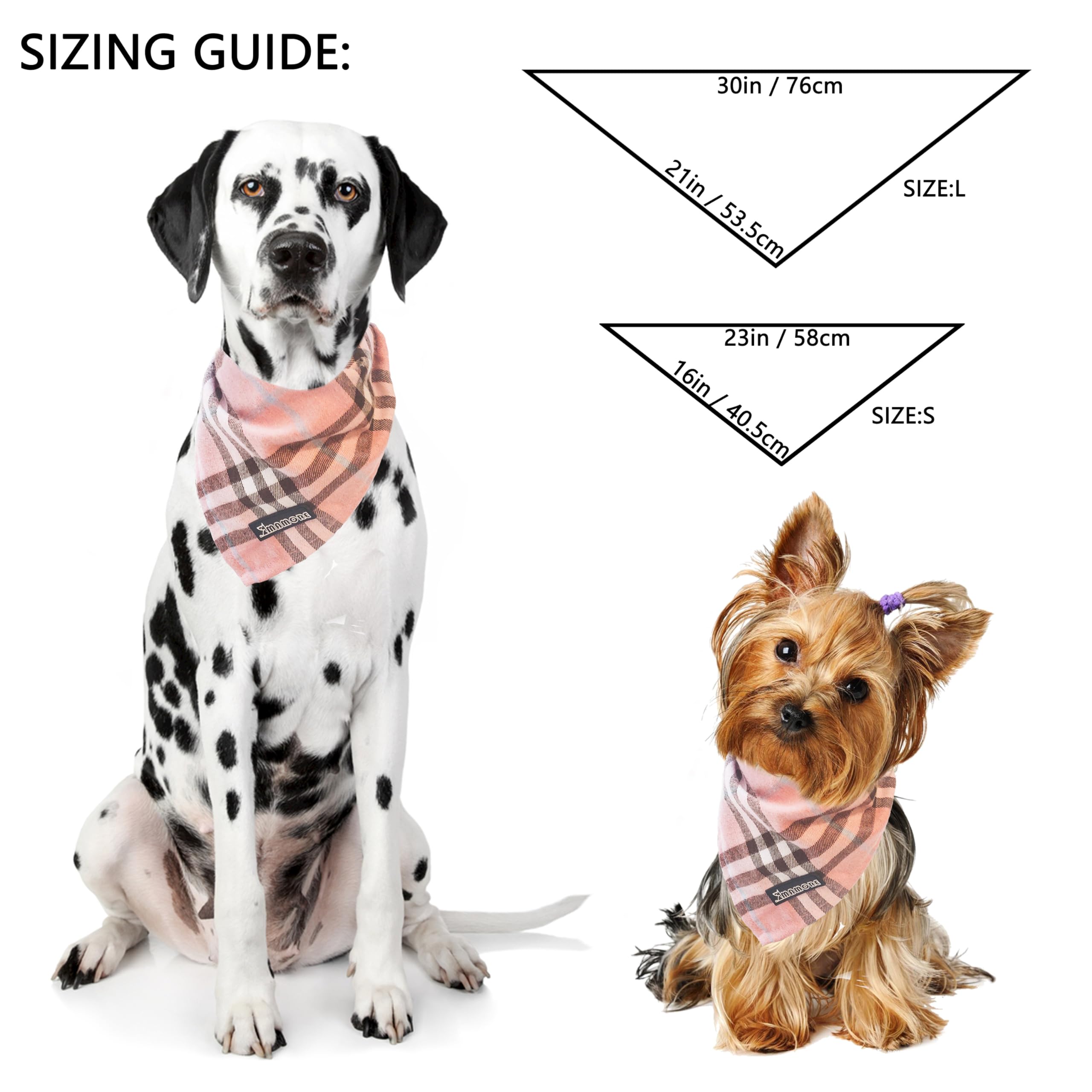 Soft Washable Plaid Bandanas For Dogs And Cats,Adjustable Triangle Bib Comfortable Scarfs For Girl Boy Dogs Puppies (Pink, Small