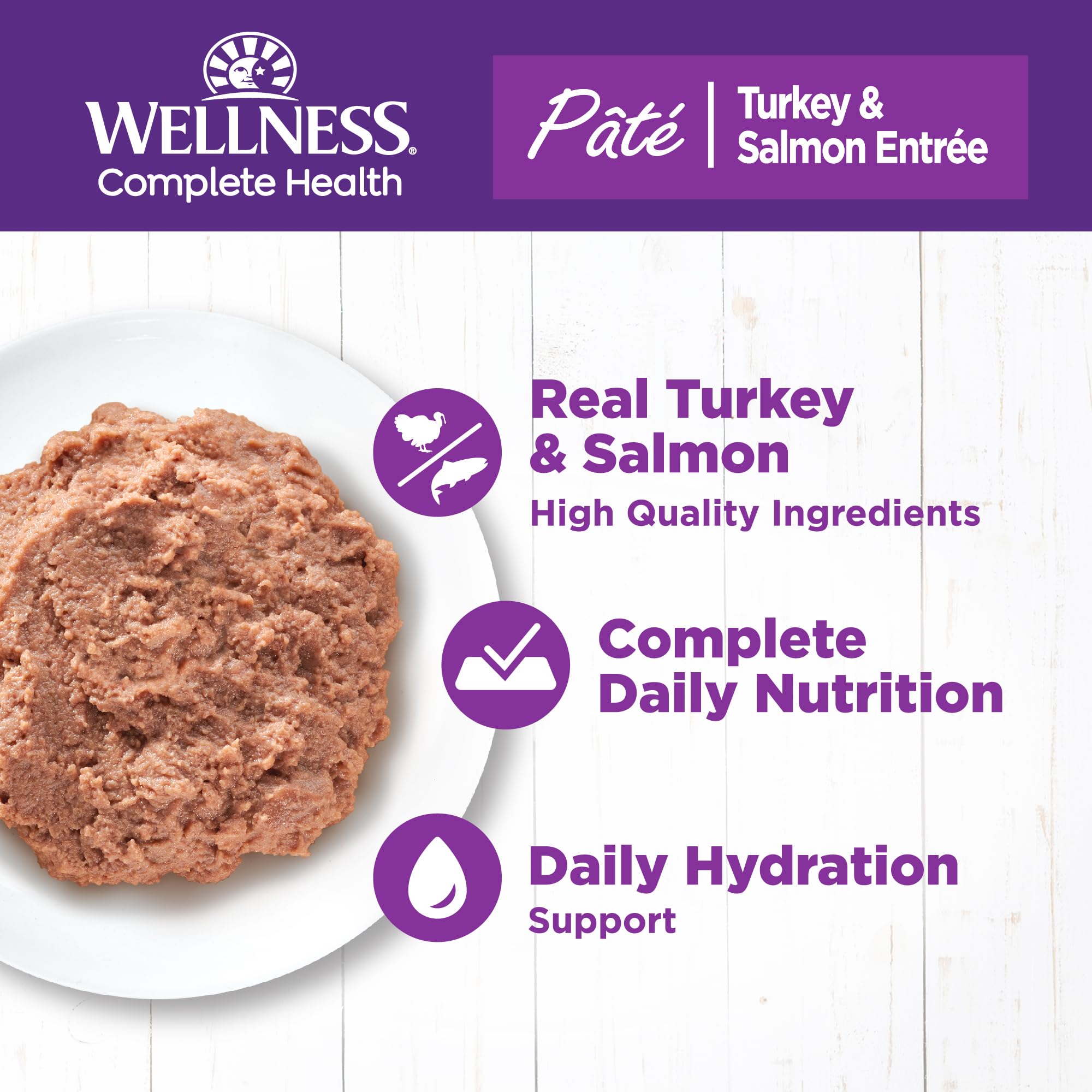 Wellness Complete Health Grain-Free Wet Canned Cat Food, Natural Ingredients, Made with Real Meat, All Breeds, Smooth Pate (Turk
