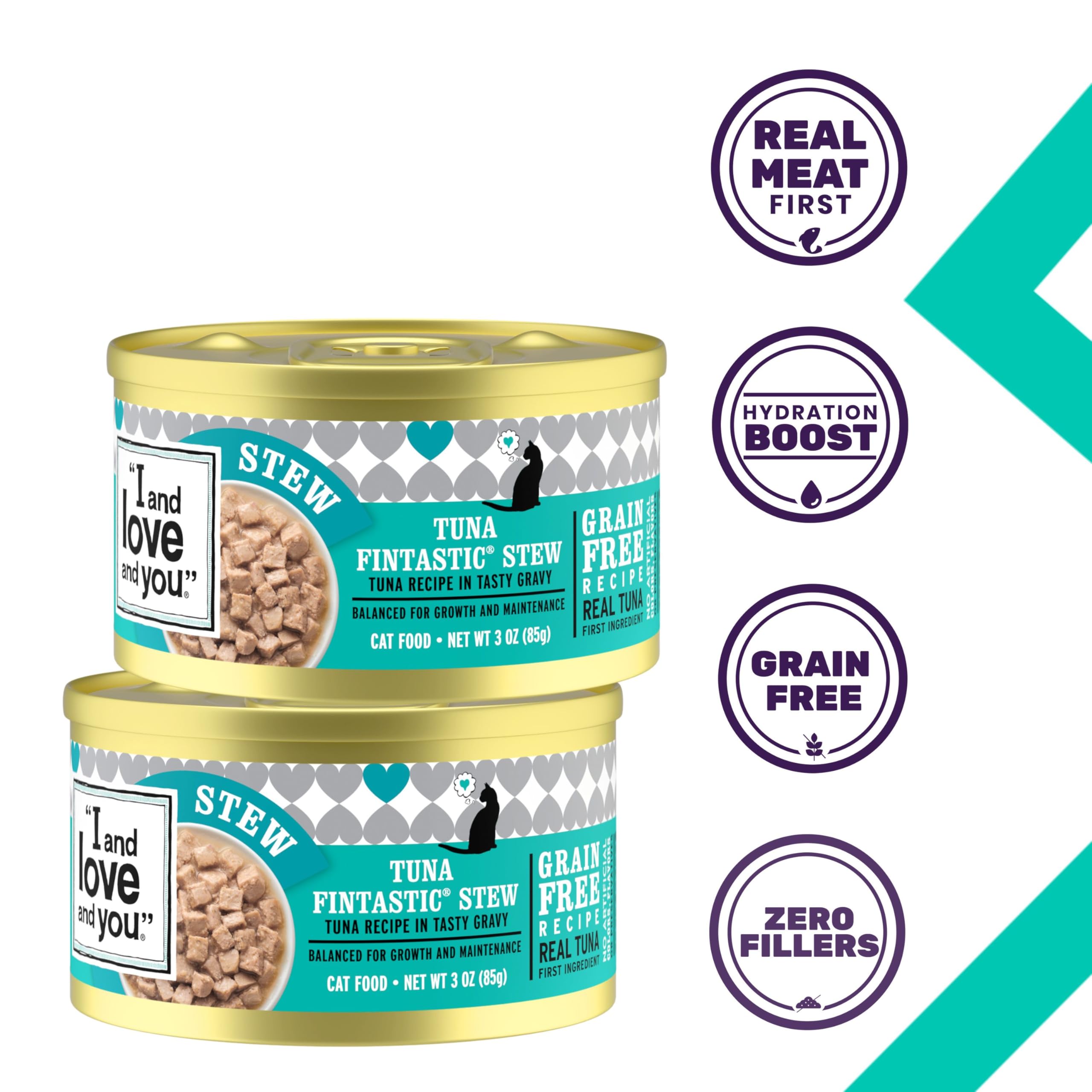 I and love and you Wet Cat Food - Tuna Fintastic Stew - Tuna Recipe, Grain Free, Filler Free, 3oz Pack of 24 Cans