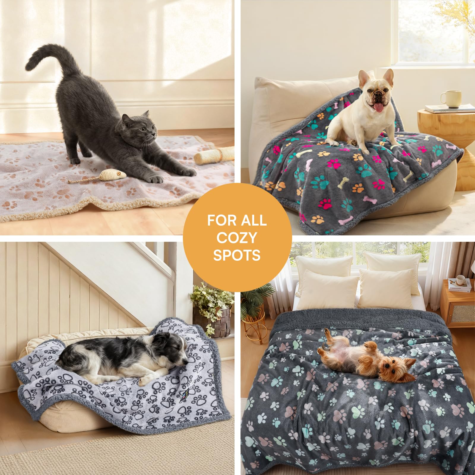 Luciphia Waterproof Pet Blankets for Couch Sofa Bed Cover Cat Liquid Pee Proof Washable Soft Fluffy Large Dog Blanket Reversible