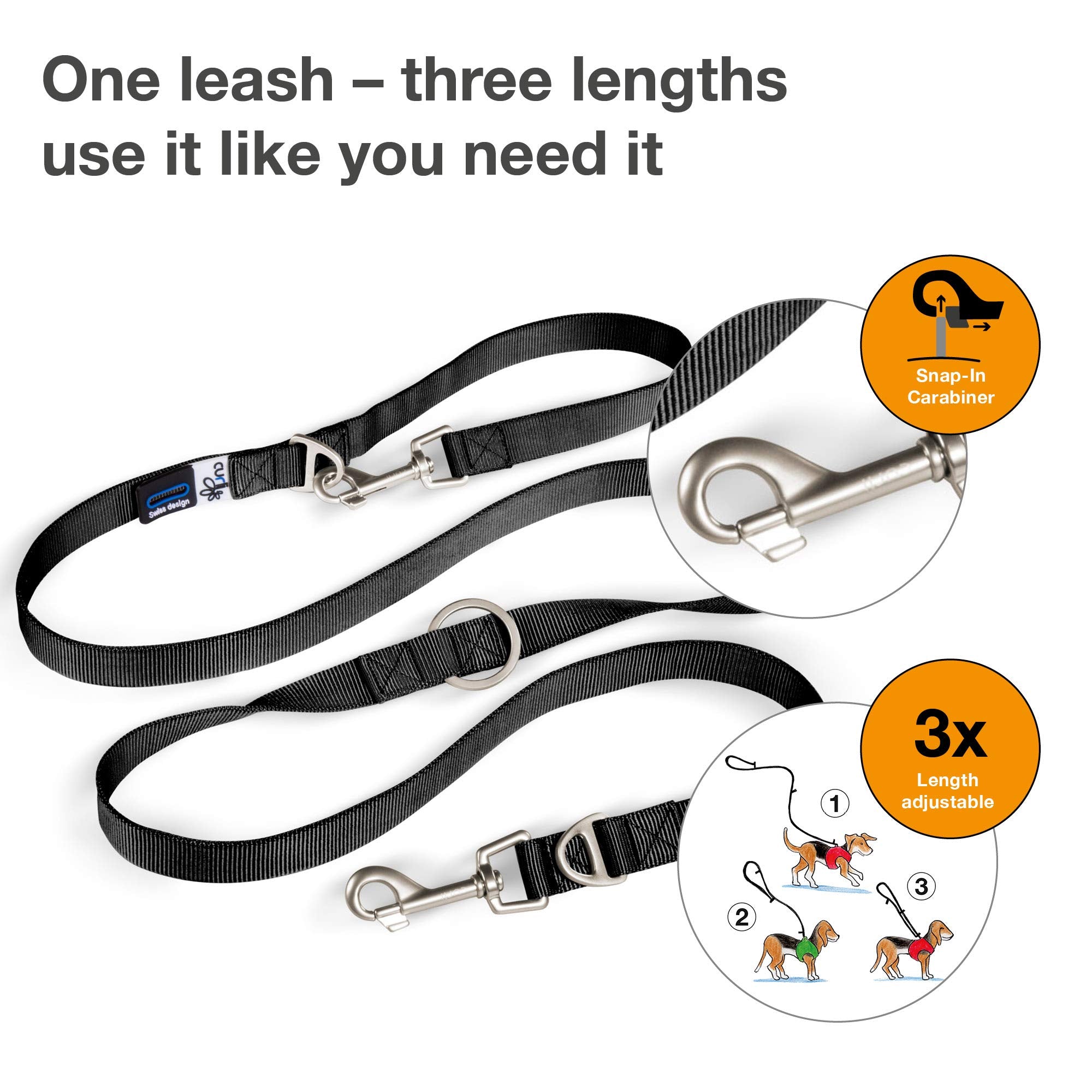 Adjustable Leash Nylon Black L