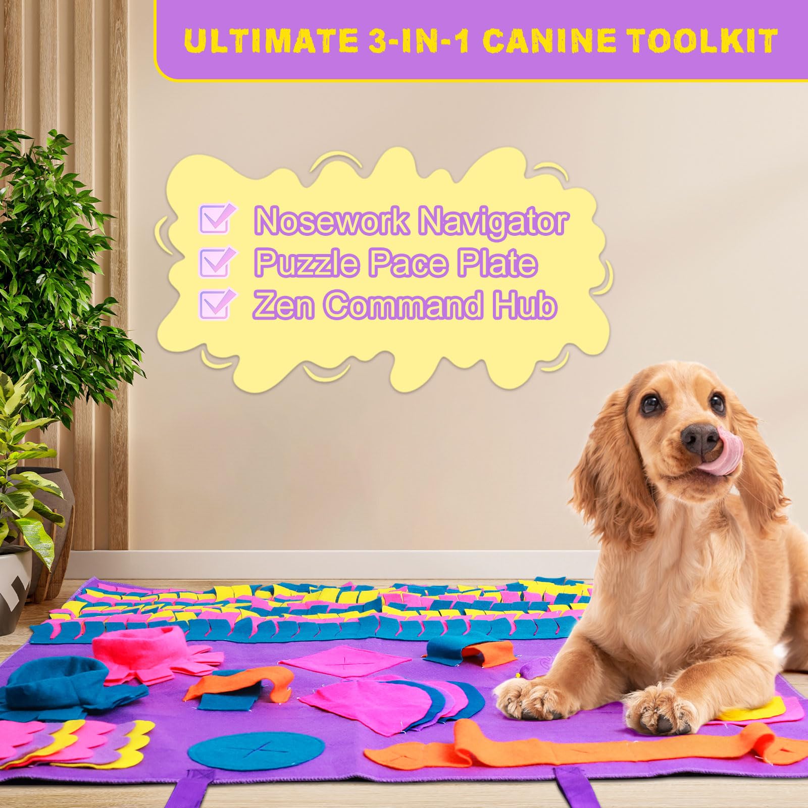 Pjdh 35   X35    Snuffle Mat For Dogs, 3-In-1 Slow Feeder Mat With Anxiety Relief & Iq Training, Extra Large Felt Foraging Mat F