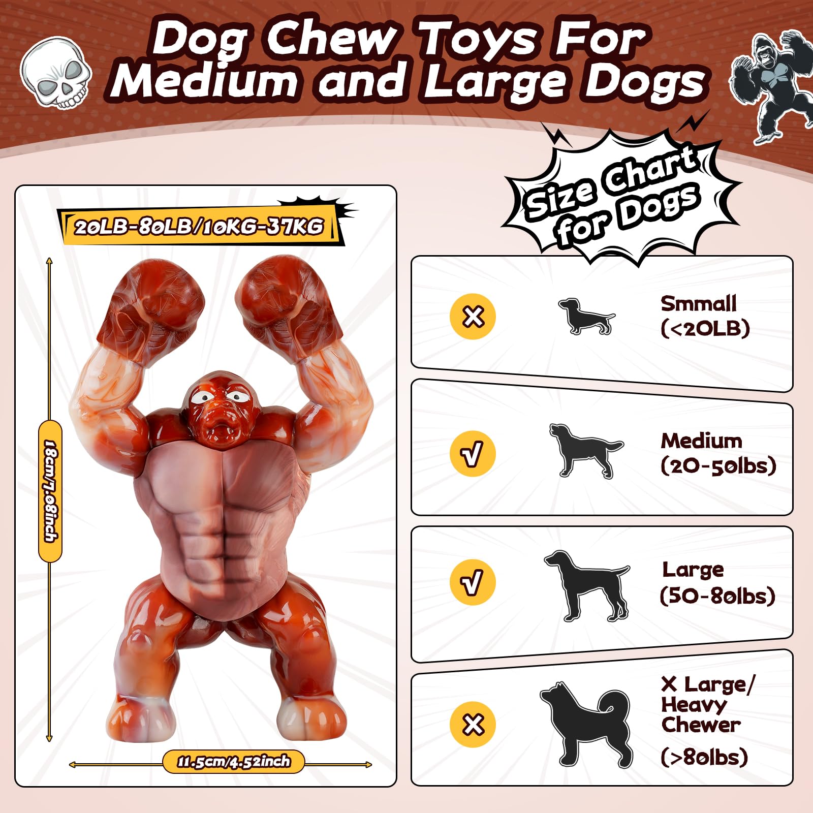Tough Dog Toys For Aggressive Chewers - Indestructible Chew Toys For Medium & Large Dogs, Squeaky Toys To Keep Them Busy, Reduce