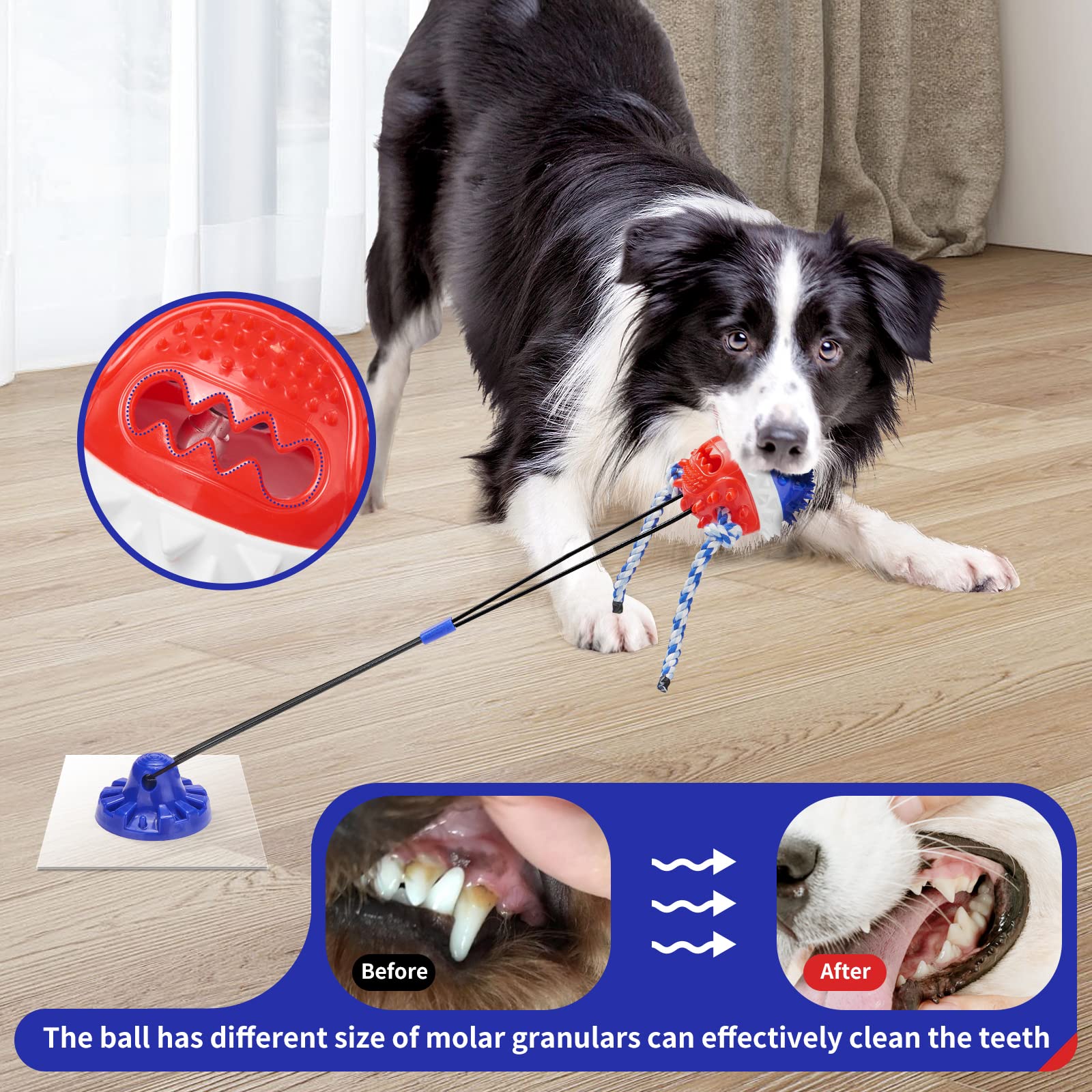 Ulefix Interactive Dog Toys - Aggressive Chewer Suction Cup Tug Of War, Indestructible Puzzle Toys & Treat Dispensing Ball For D