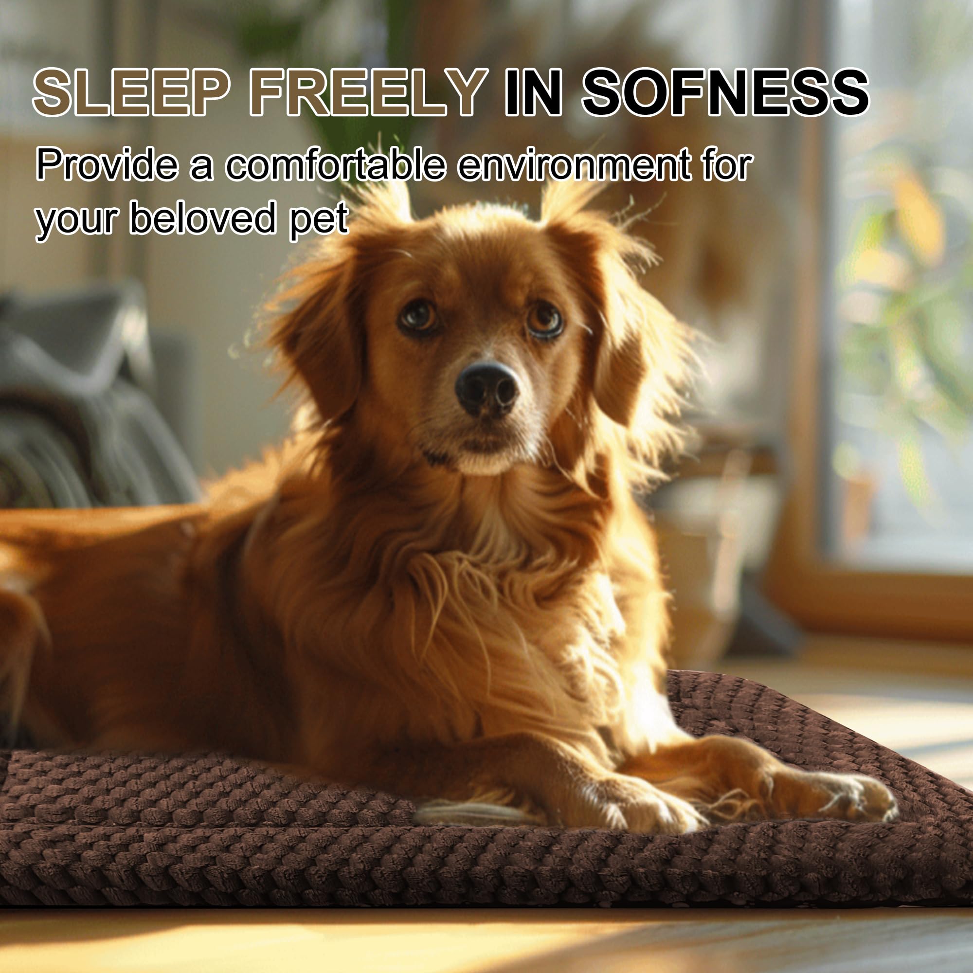 Dog Bed Crate Mat, Soft Durable Washable Anti-Slip Kennel Pad for Dogs & Cats, Reversible (Dark Brown, S(24*18*1.5))