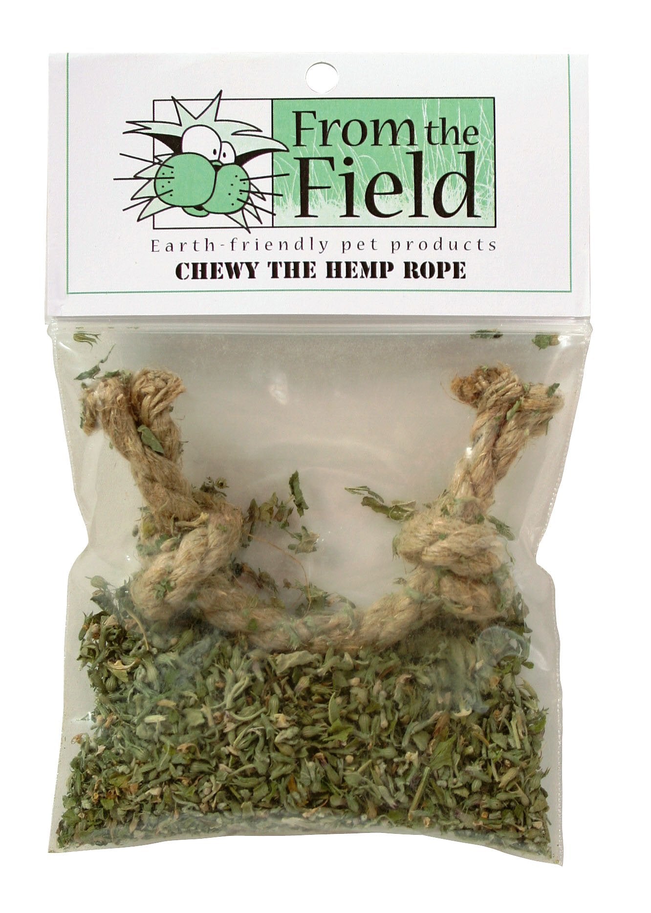 From The Field | Chewy The Hemp Rope Cat Toy | Natural Dental Chew For Cats | Usa-Made, Biodegradable, Eco-Friendly | Infused Wi