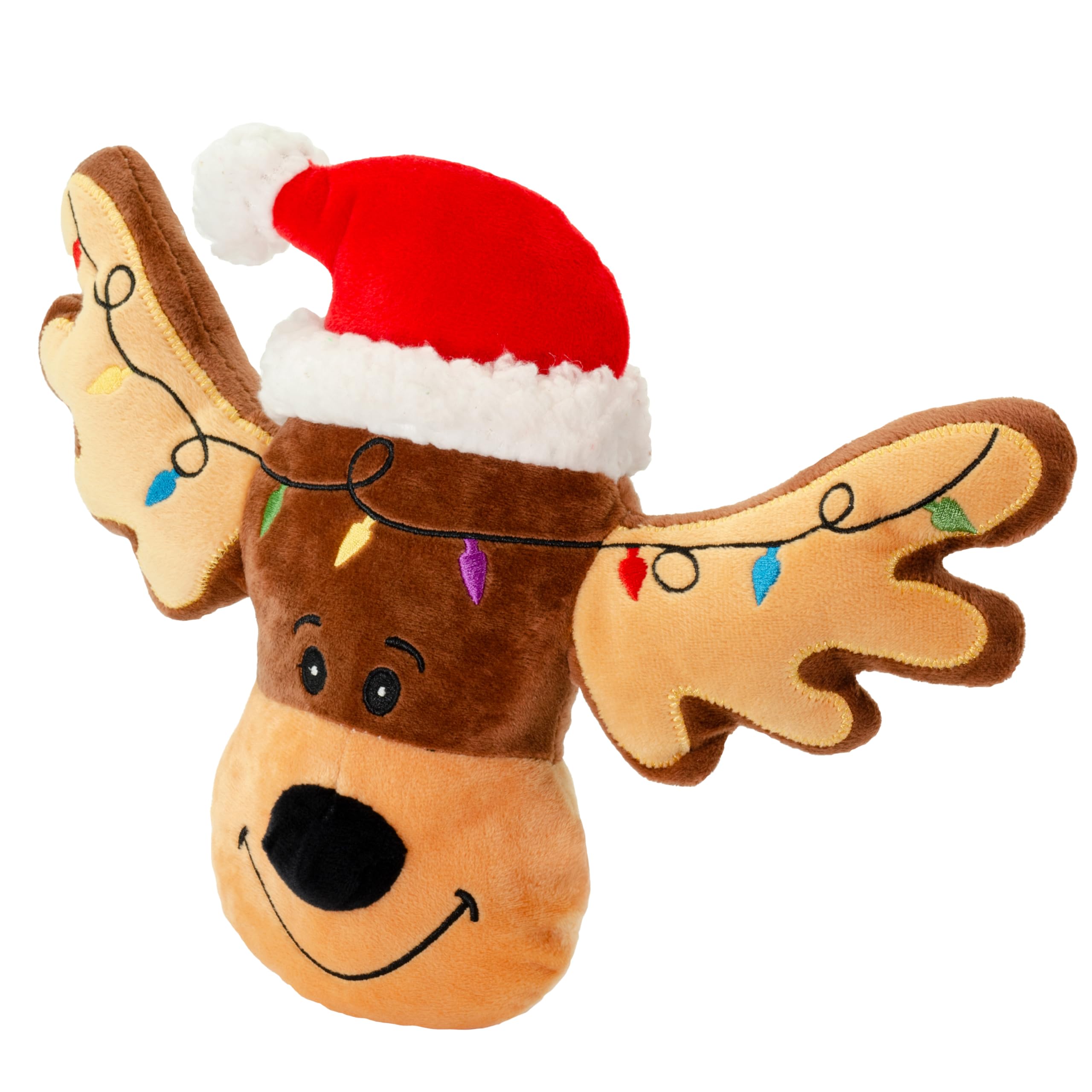 Giftable World Holiday Plush Pet Toy Fun For Christmas Designs With Squeaker Dog Chew Toy (9' Reindeer Cookie)