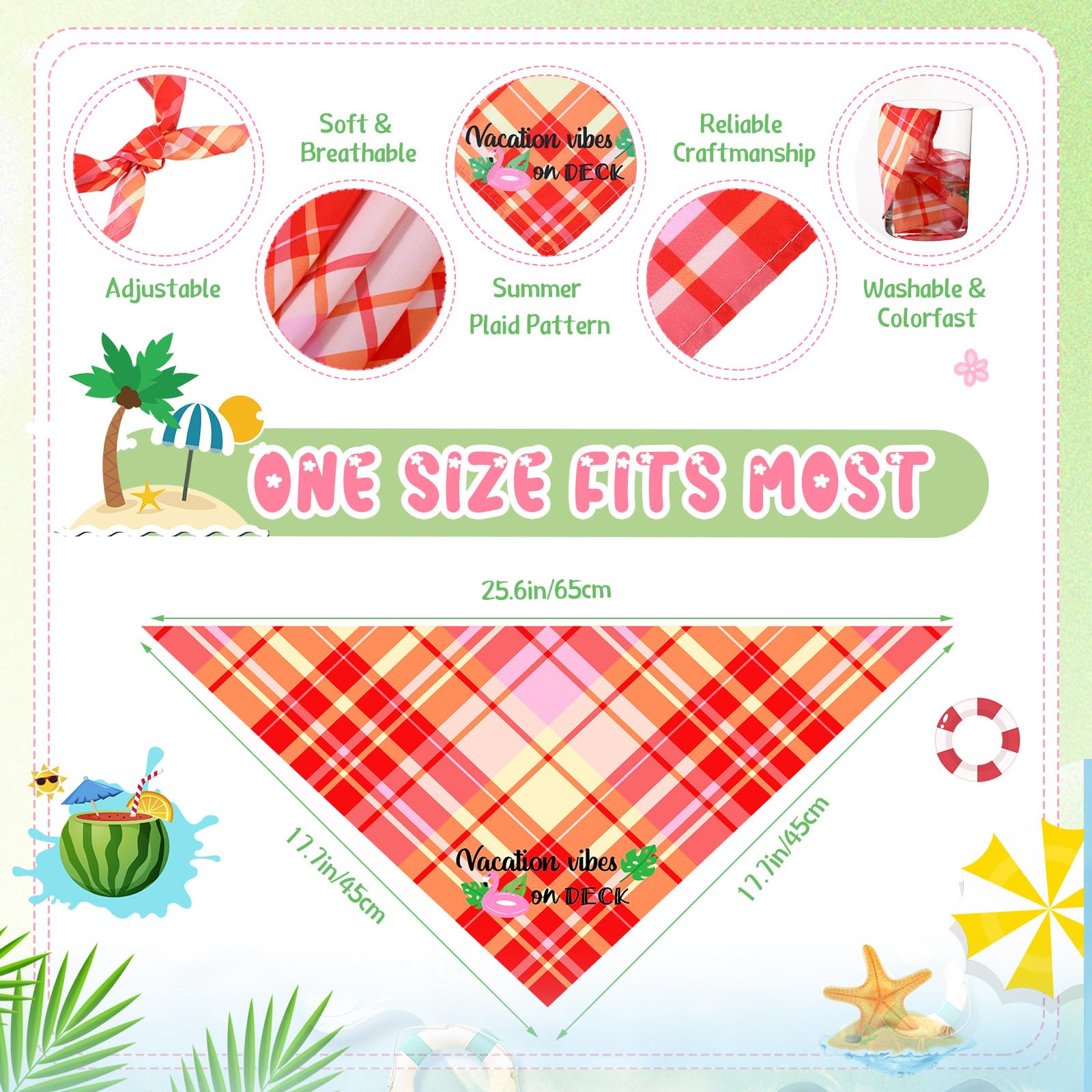 Sweetude 100 Pcs Summer Plaid Dog Bandana Bulk With Sayings Hawaii Bandana Pet Scarf Triangle Bibs Washable Puppy Kerchief Adjus