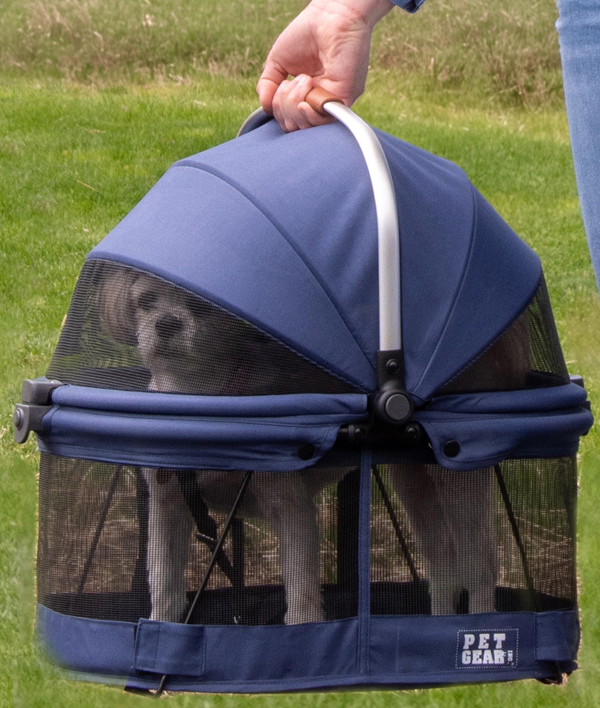 Pet Gear No-Zip View 360 Pet Carrier & Car Seat, Denim, 20-inch
