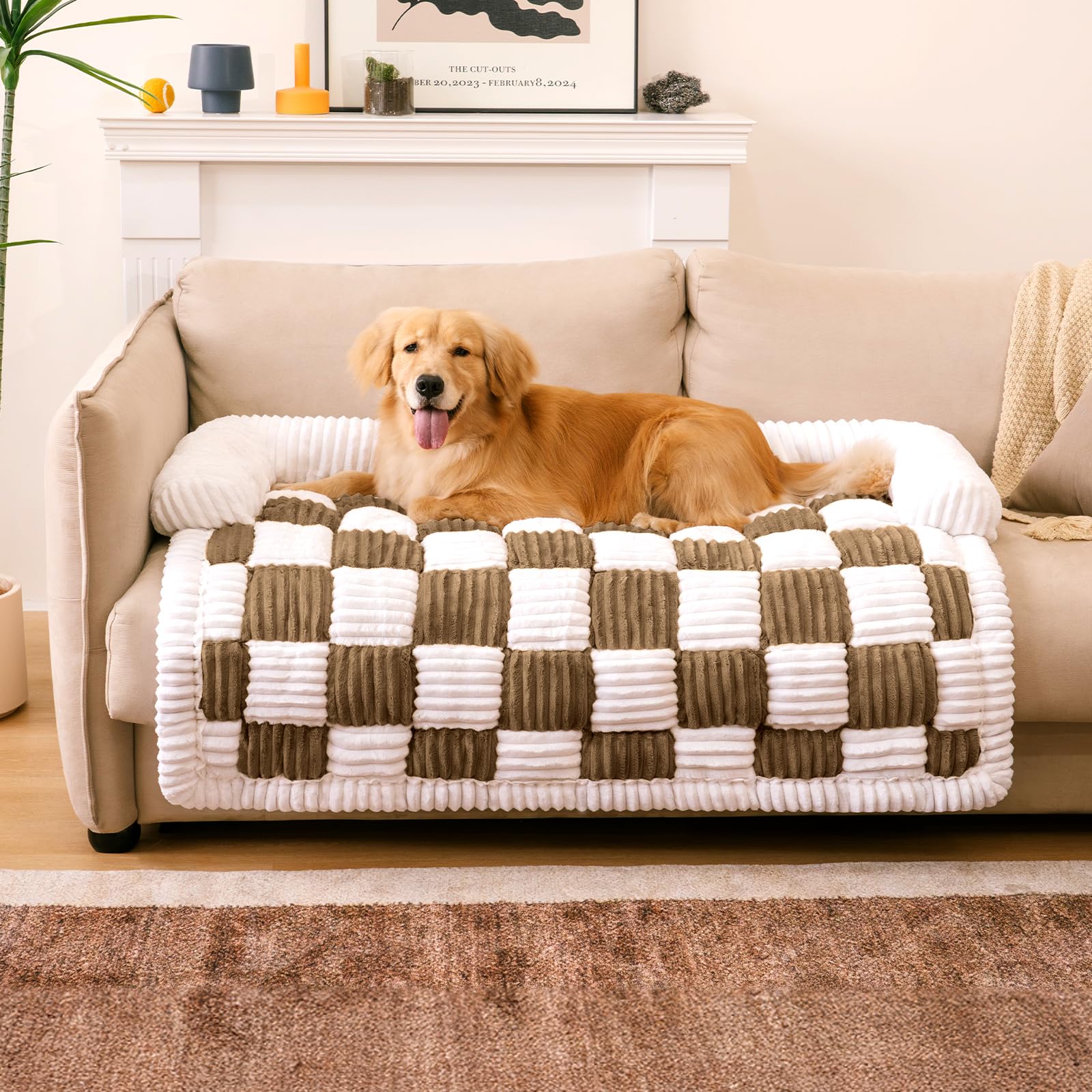 Funny Fuzzy Pet Couch Covers For Sofa, Large Dog Couch Cover Protector Plush Pet Bed Mat For Furniture Protector, X-Large. Light