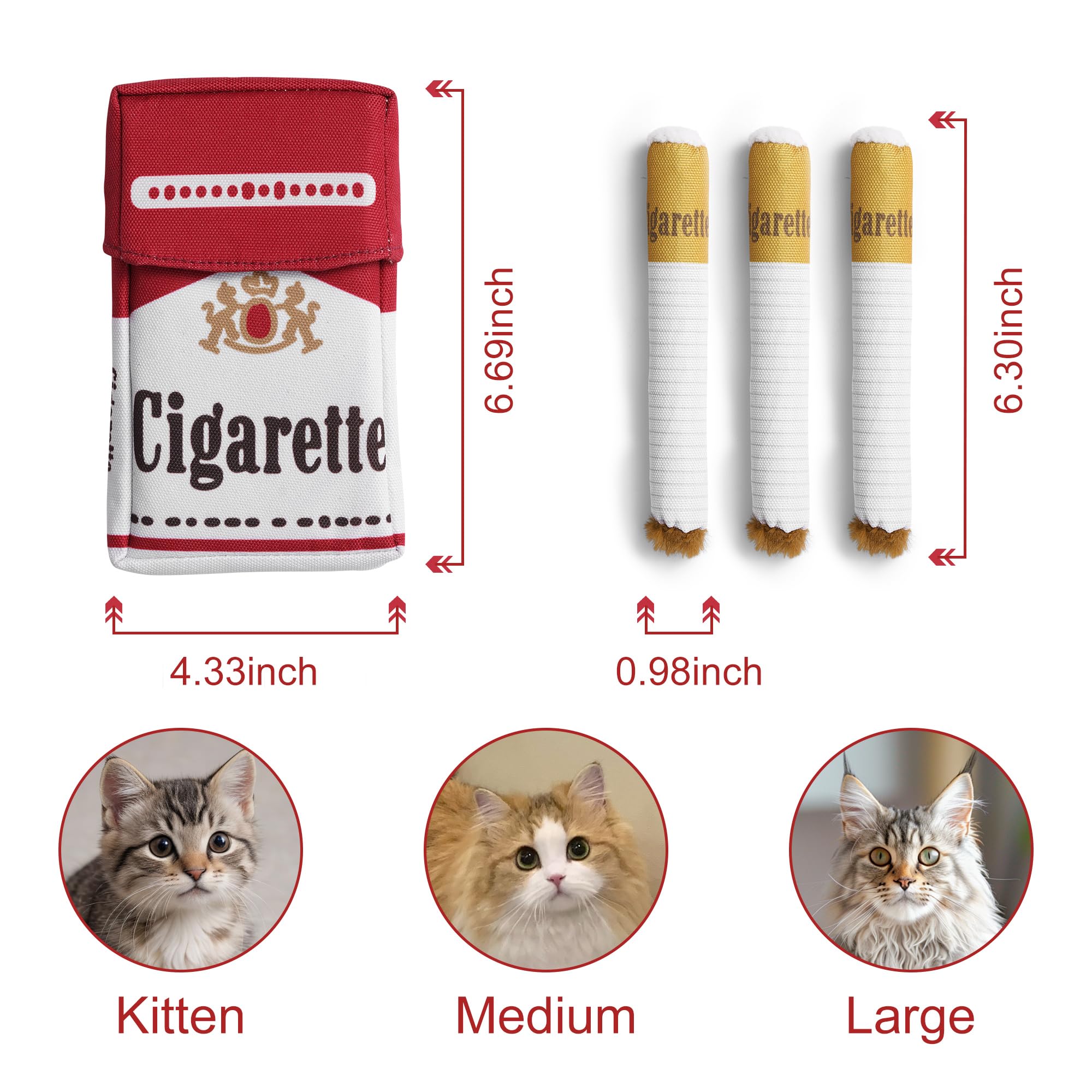 Nocciola Catnip Toys 3 Pack - Medium Red Kicker & Teething Toys, 100% Organic Catnip, Fun for Indoor Cats