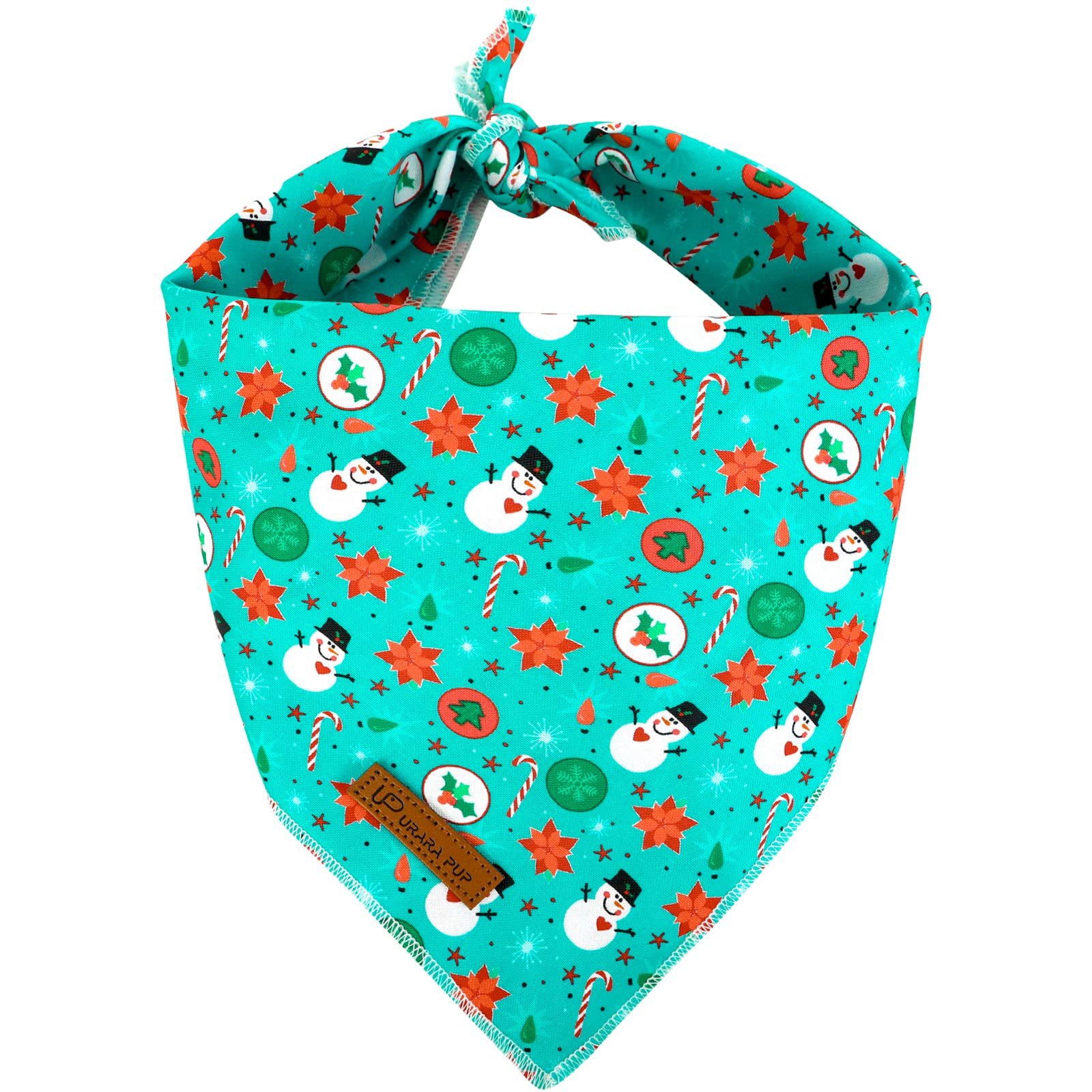 Up Urara Pup Christmas Dog Bandana, Christmas Snowman Triangle Bid Scarf For Girl Boy Dog, Cotton Pet Kerchief, Cute Green Dog B