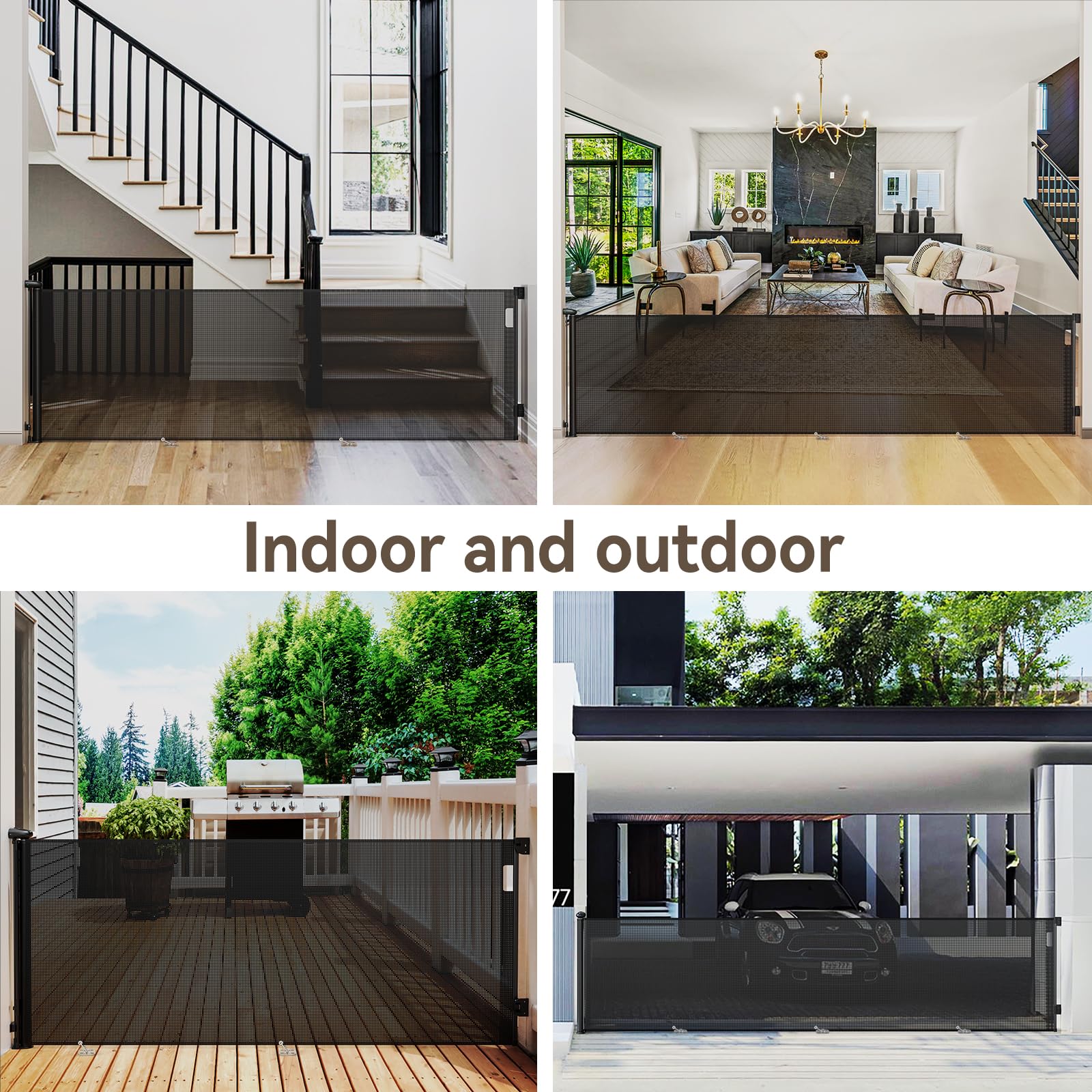 138 Inch Retractable Baby Gates Extra Wide, Uamector Mesh Baby Gate or Dog Gate,Toddler Pet Retractable Gate Adjustable Length f