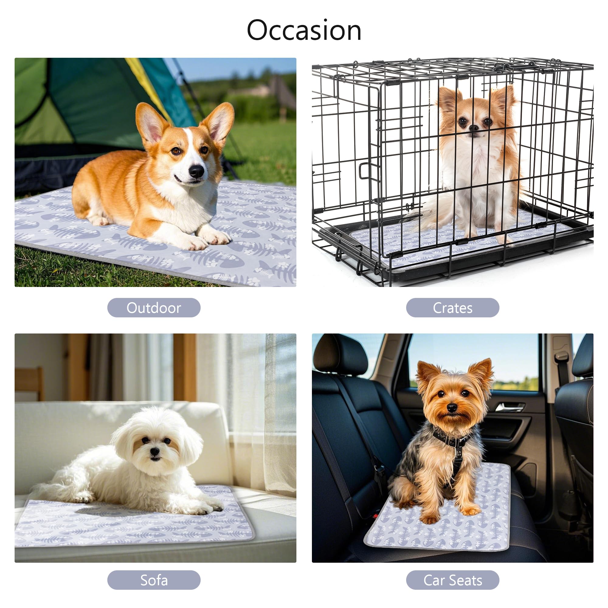 Delifur Cat Cooling Mat- Pet Cooling Mat Outdoor For Dogs Ice Pad For Kitten Cat Puppy Machine Washable (Medium, Grey Fishbone)