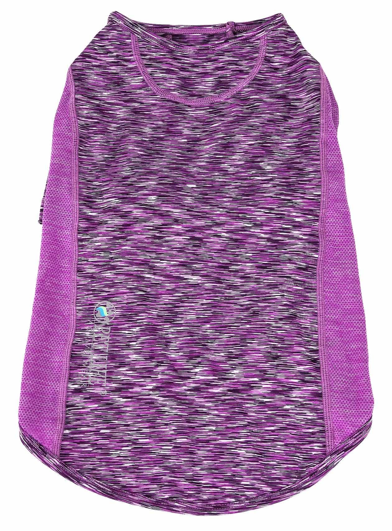 Pet Life  Active 'Warf Speed' Heathred Dog Fitness and Yoga Pet T-Shirt Dog Clothes - Performance Dog T-Shirt with 4-Way-Stretch