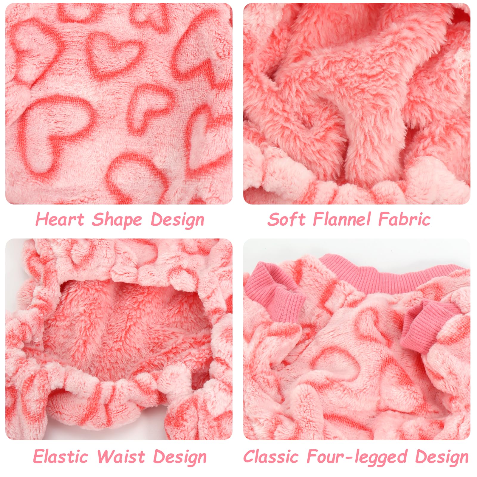 Dog Pajamas Fleece Dog Clothes Sweaters Small Dogs Pjs Heart Puppy Clothes Onesies Outfits Soft Puppy Pajamas For Small Medium D