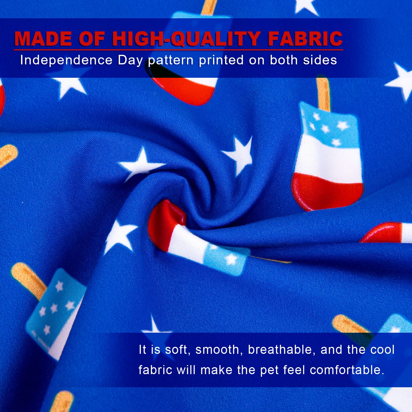 Whaline 4 Pack 4Th Of July Dog Bandanas American Flag Reversible Triangle Dog Bibs Patriotic Stars Stripes Pet Scarf Independenc