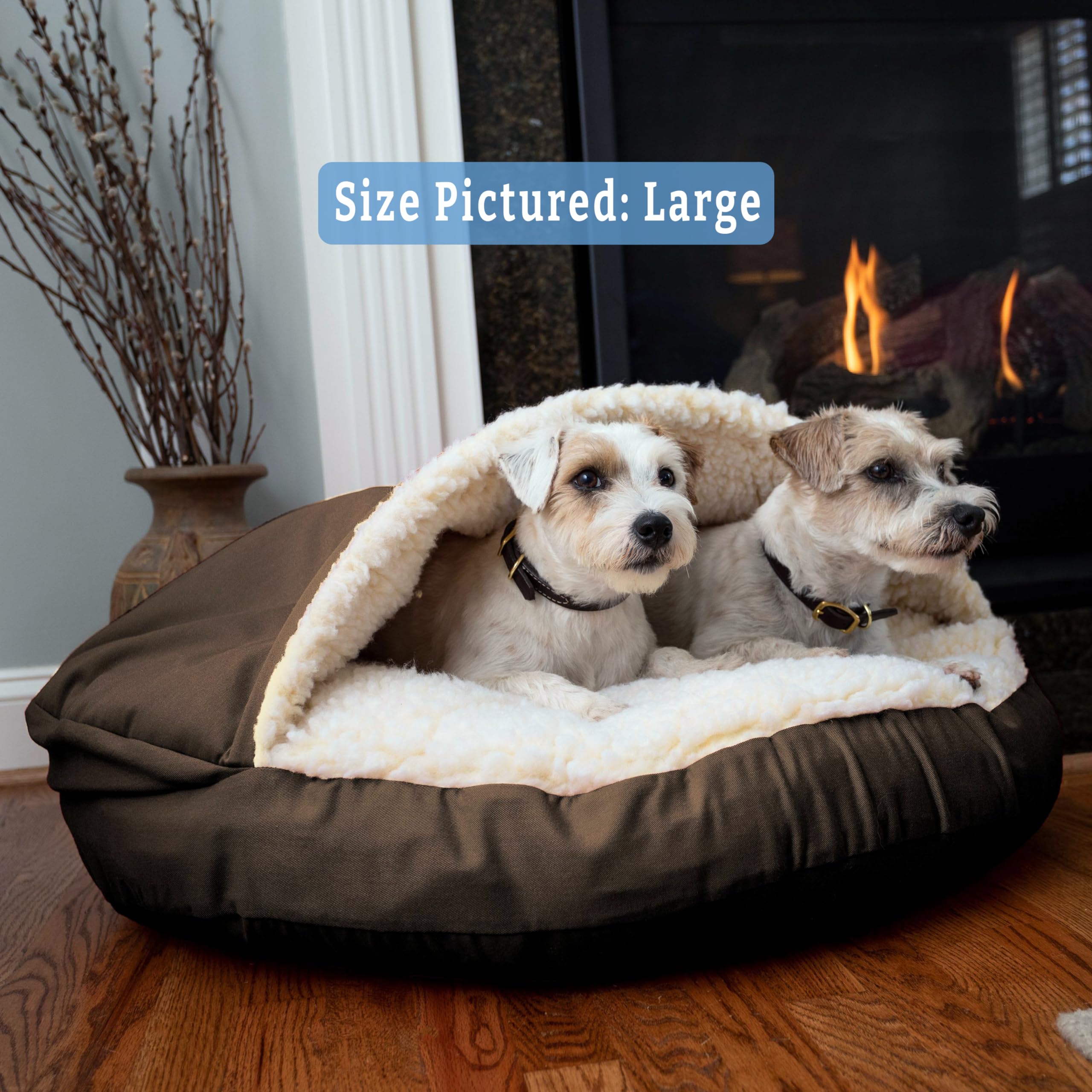 Snoozer Luxury Microsuede Cozy Cave Pet Bed, Large, Hot Fudge