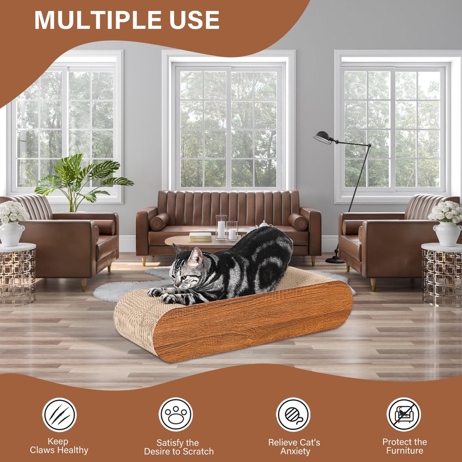 FluffyDream Cat Scratcher Cardboard, Scratching Pad House Bed Furniture Protector, Infinity Shape, Curved