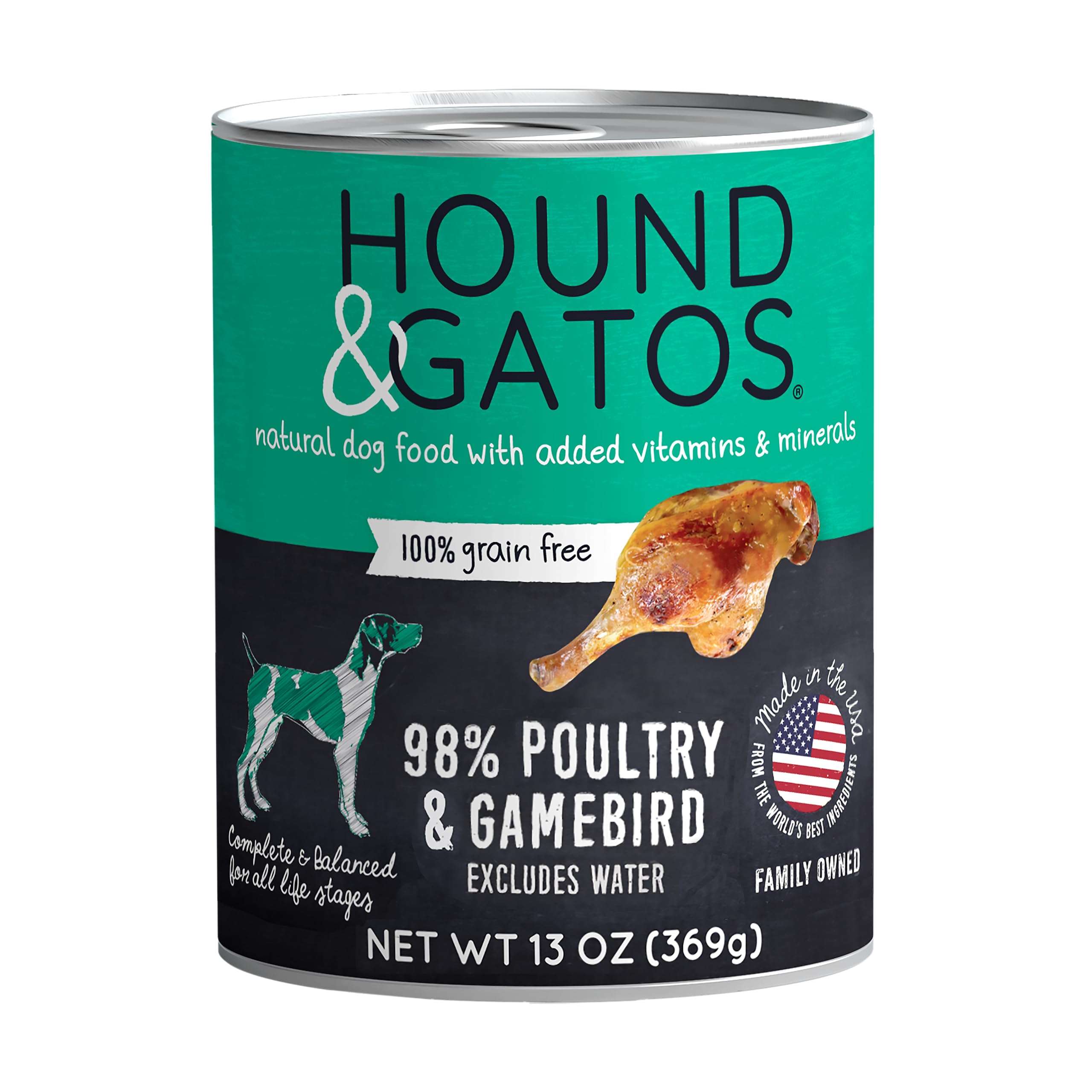 Hound & Gatos Poultry & Gamebird Wet Dog Food, High Protein, 98% Real Meat Formula, Supports Digestive Health, Grain Free Limite