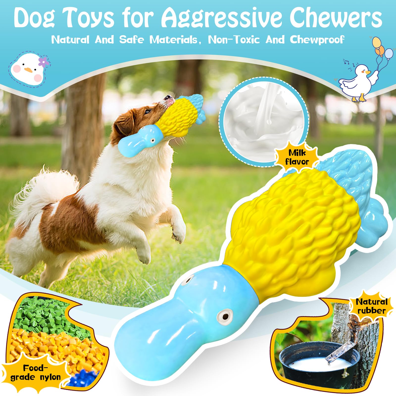 Dog Chew Toys for Aggressive Chewers: Indestructible Dog Toys- Large Squeaky Tough Dog Toys for All Breed Sizes to Keep Them Bus