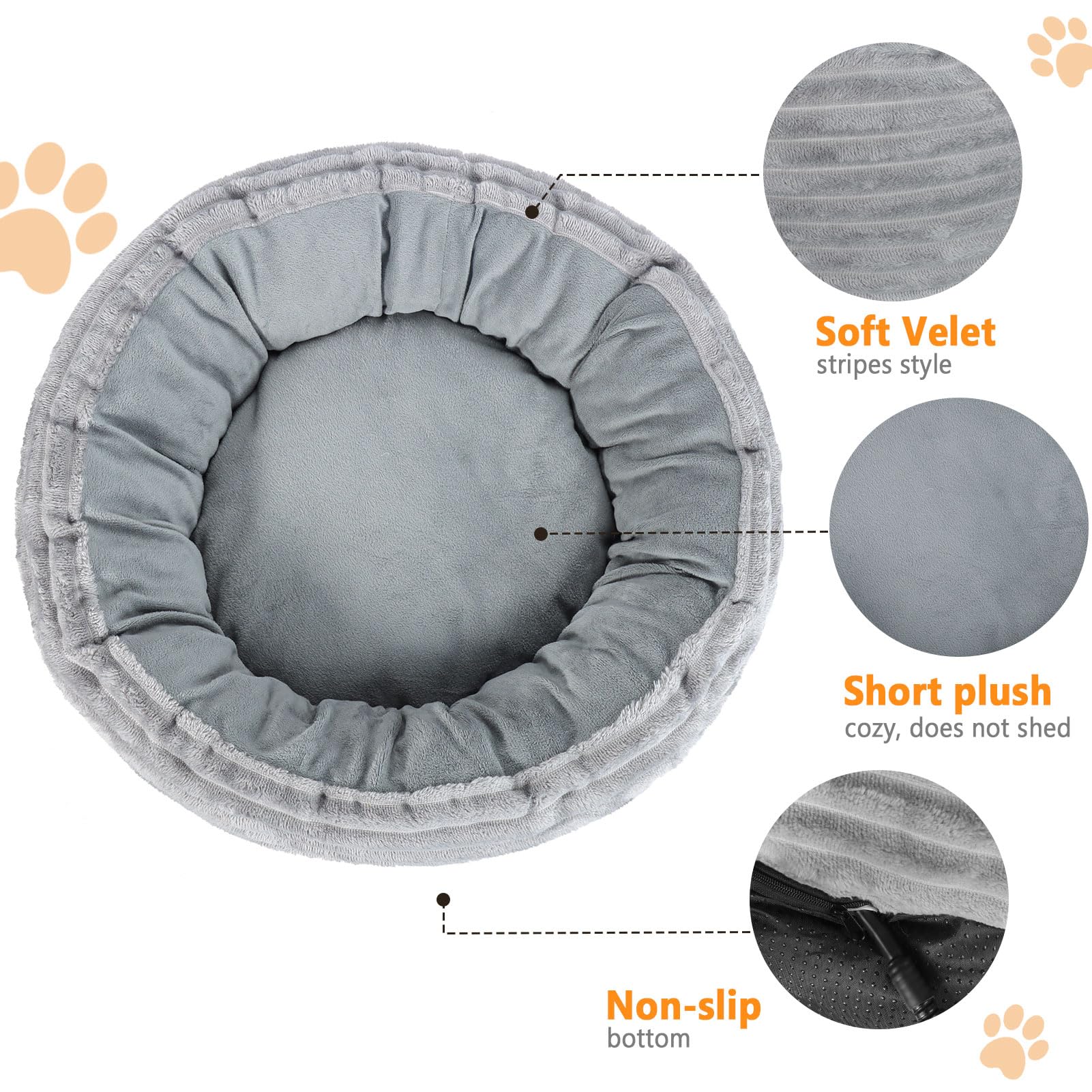 Heated Cat Bed For Indoor Cats, 20 Electric Cat Heated Bed Pet Warming Bed For Cats And Small Dogs, Washable Calming Round Donut