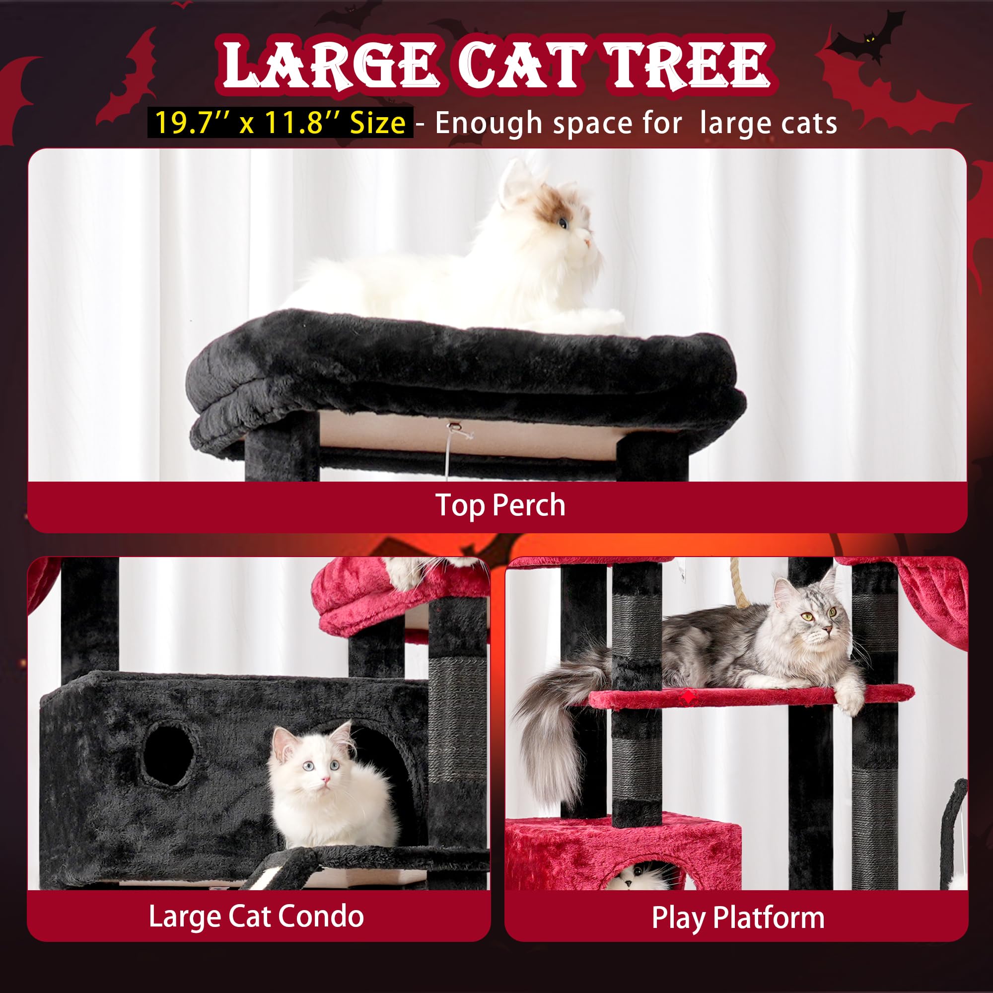 Gitelsnour Gothic Cat Tree For Large Cats, 78.7''(200Cm) Tall Cat Tower For Indoor Cats Multiple Cats With Large Top Perch, Cat