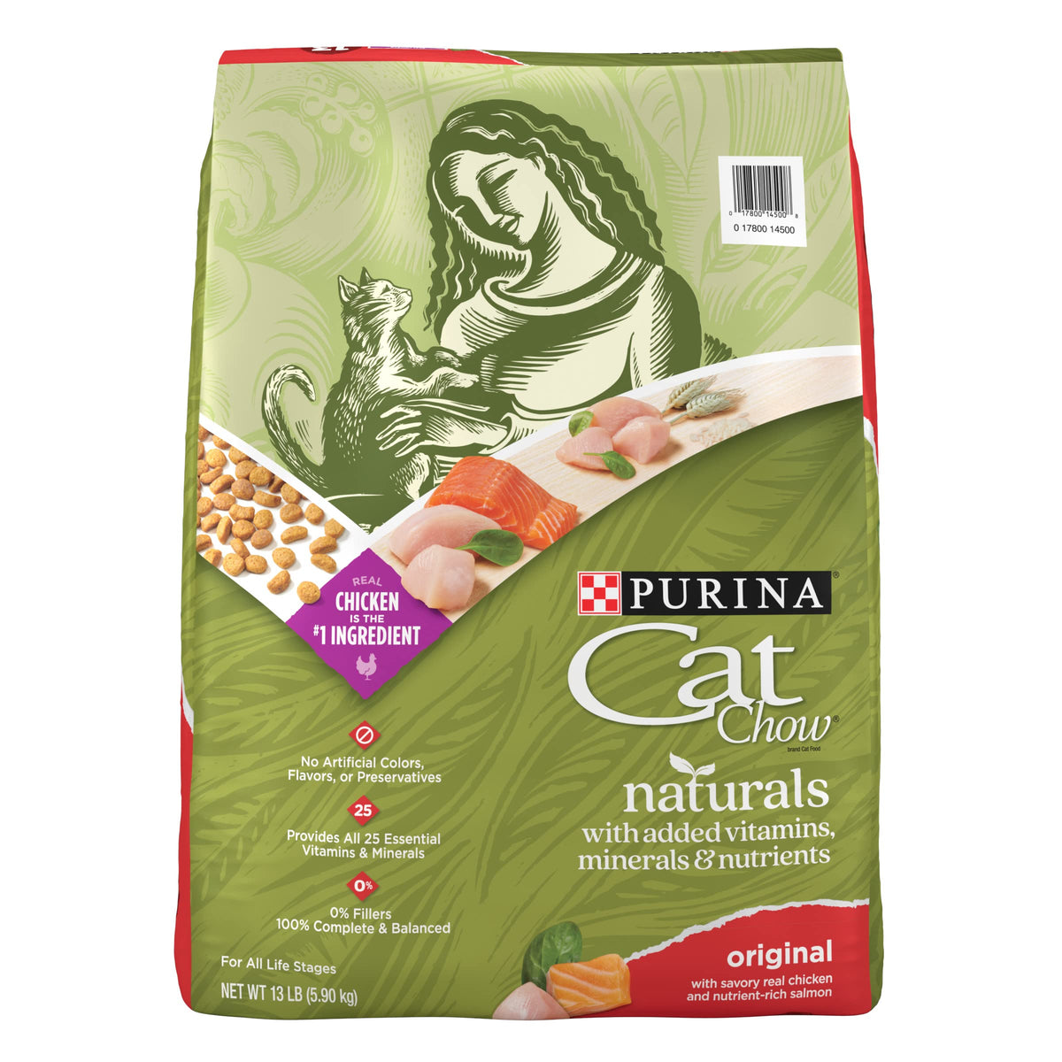 Purina Cat Chow Naturals With Added Vitamins, Minerals And Nutrients Dry Cat Food, Naturals Original - 13 Lb. Bag