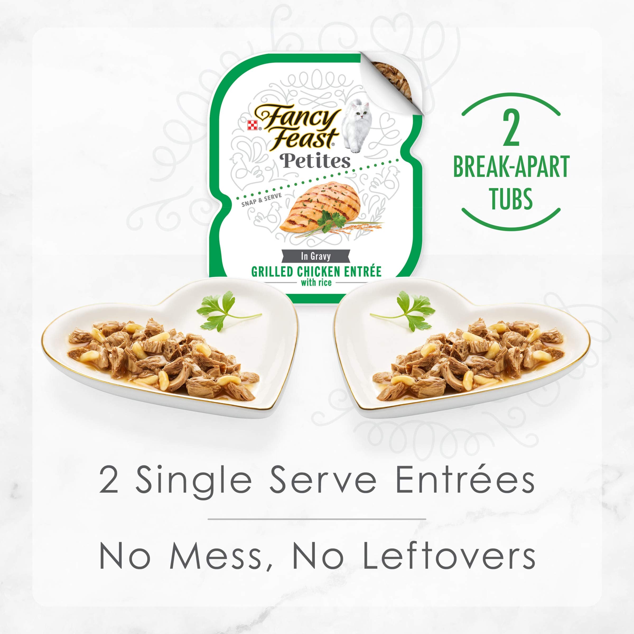 Purina Fancy Feast Petites Gourmet Gravy Wet Cat Food, Petites Grilled Chicken With Rice Entree - (Pack of 12) 2.8 oz. Tubs