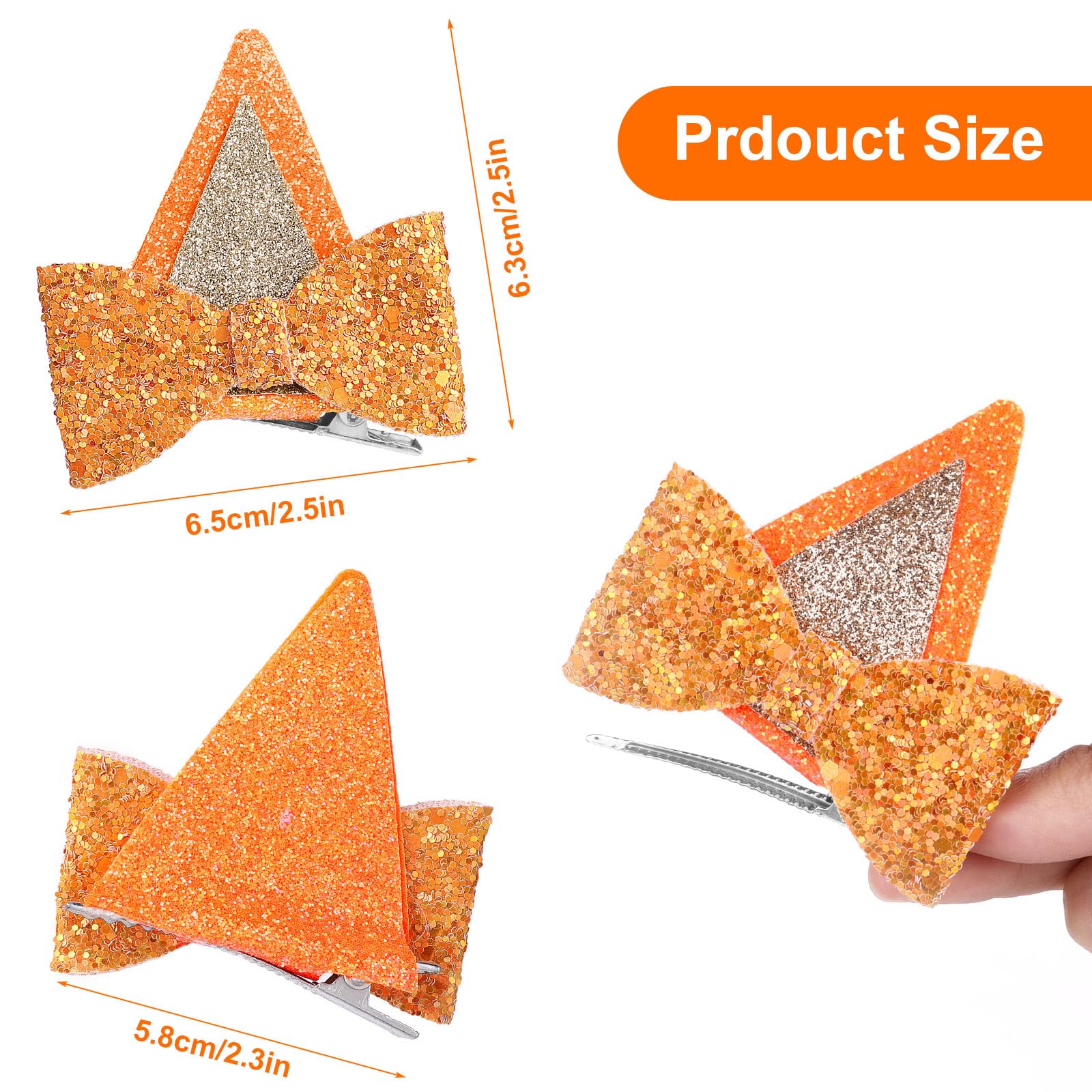 2 Pairs Blue Ears Hair Clips Dog Ears Hair Clips Glitter Bow Barrettes For Halloween Costume Birthday Decorations Blue Party Sup