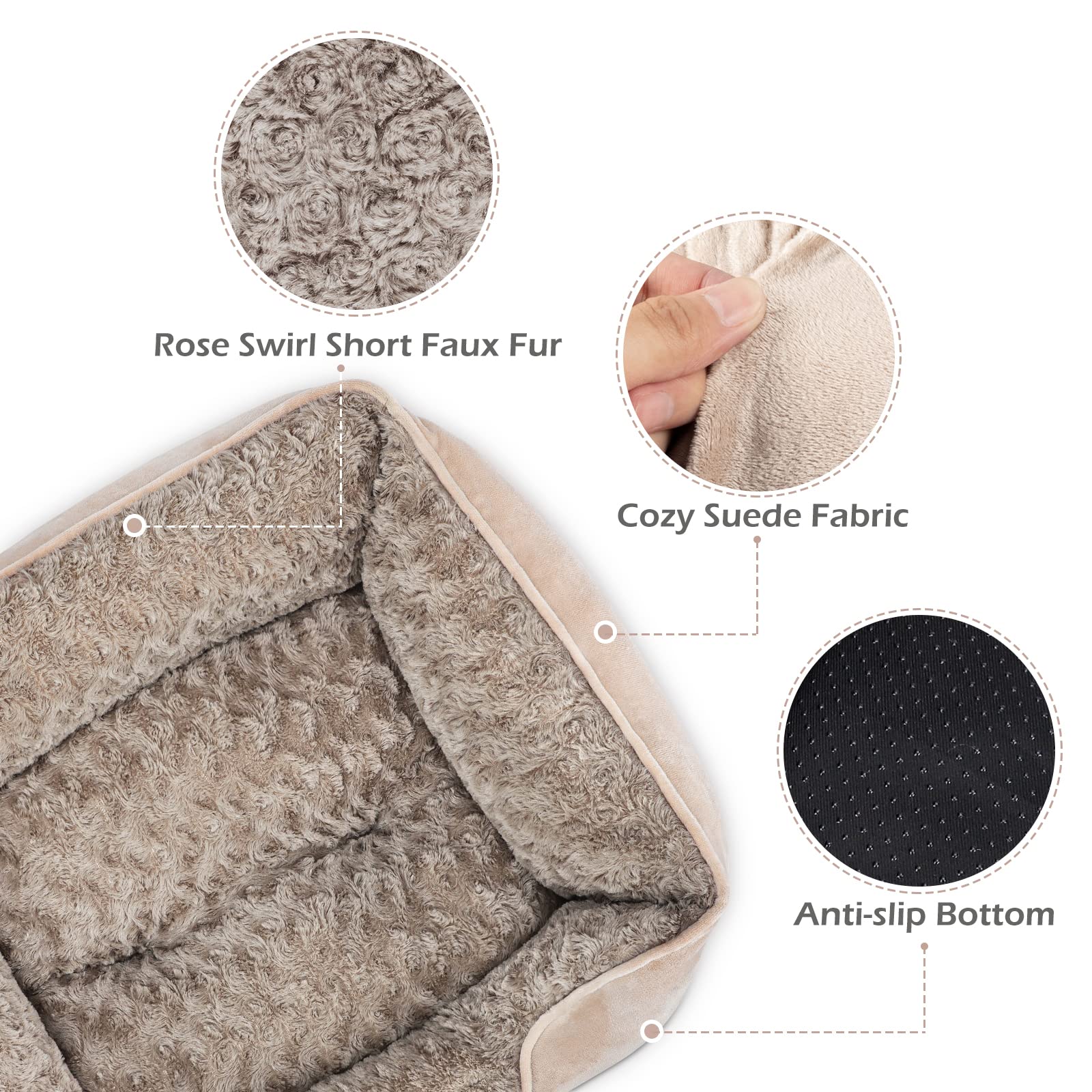 Invenho Medium Dog Bed For Large Medium Small Dogs Rectangle Washable Dog Bed, Orthopedic Dog Bed, Soft Calming Sleeping Puppy B