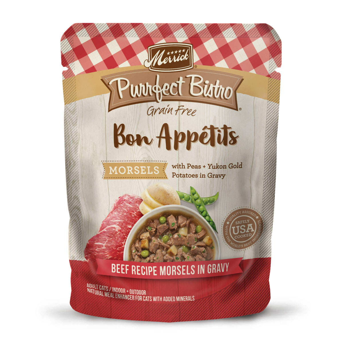 Merrick Purrfect Bistro Bon Appetits Grain Free Wet Cat Food Beef Recipe Morsels In Gravy - (24) 3 Oz. Pouches