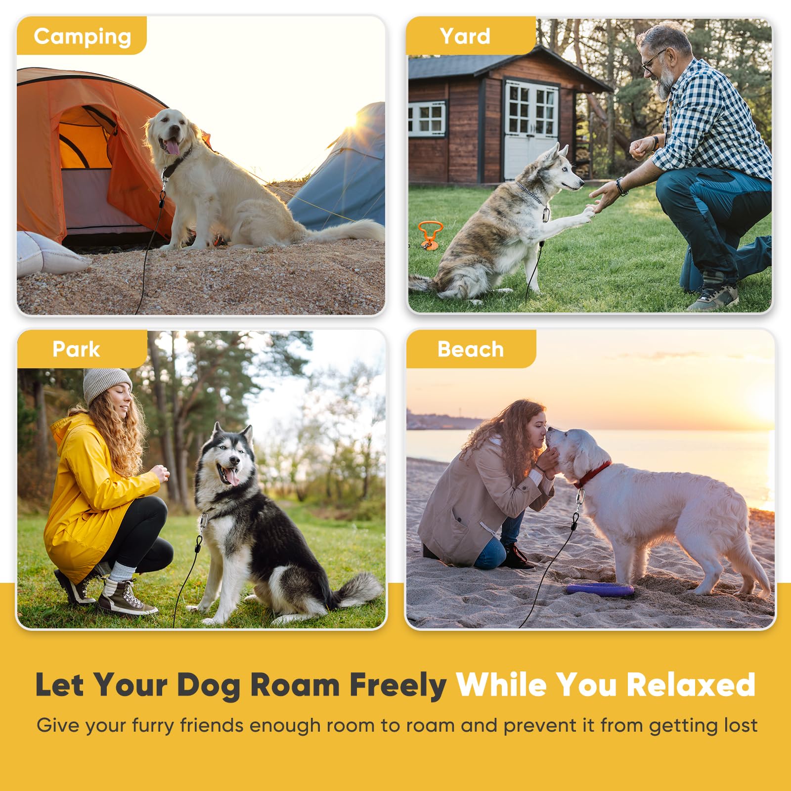 Petbobi Heavy-Duty Dog Tie-Out Cable - 40Ft Extra Strong Wire Cable For Large Pets Up To 300Lbs, Rust Proof Dogs Leash With Cara