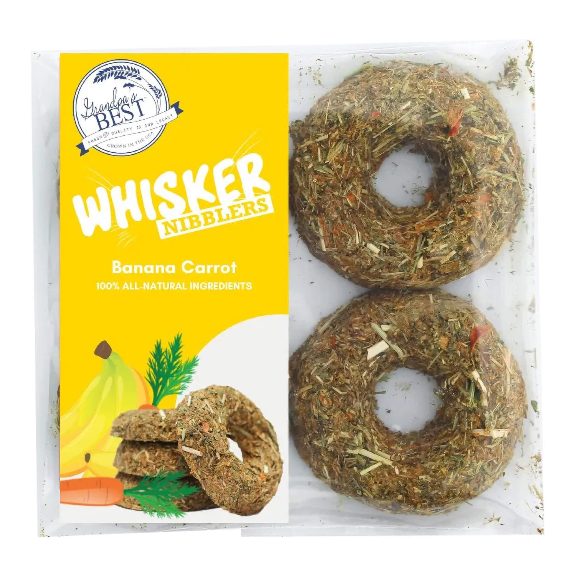 Grandpas Best Whisker Nibblers Banana Carrot Treats for Rabbits, Guinea Pigs and Small Animals