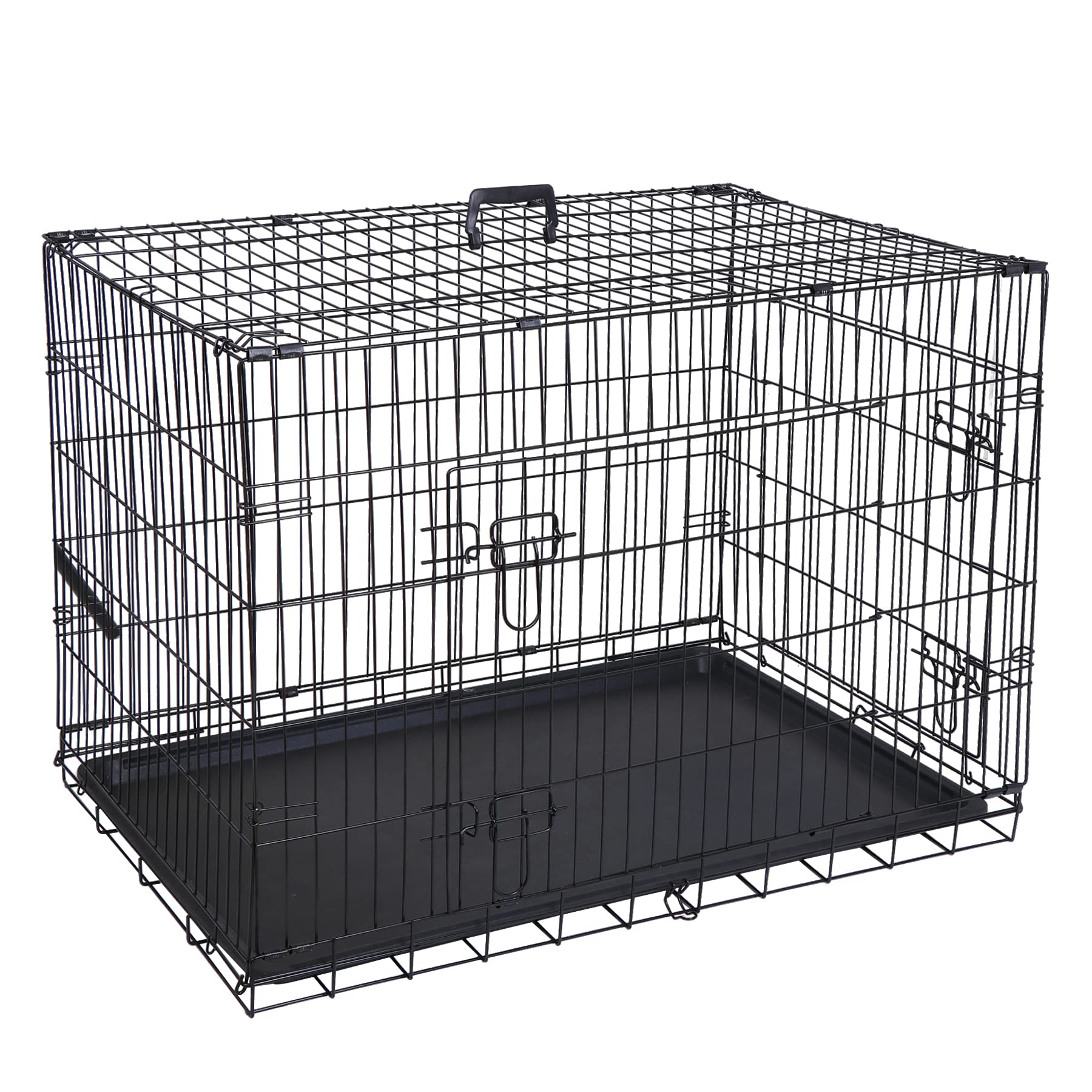 Epetlover 42-Inch Double Door Dog Crates Folding Metal Pet Kennel Wire Cage With Tray For Small Medium Large Sized Dogs, Indoor
