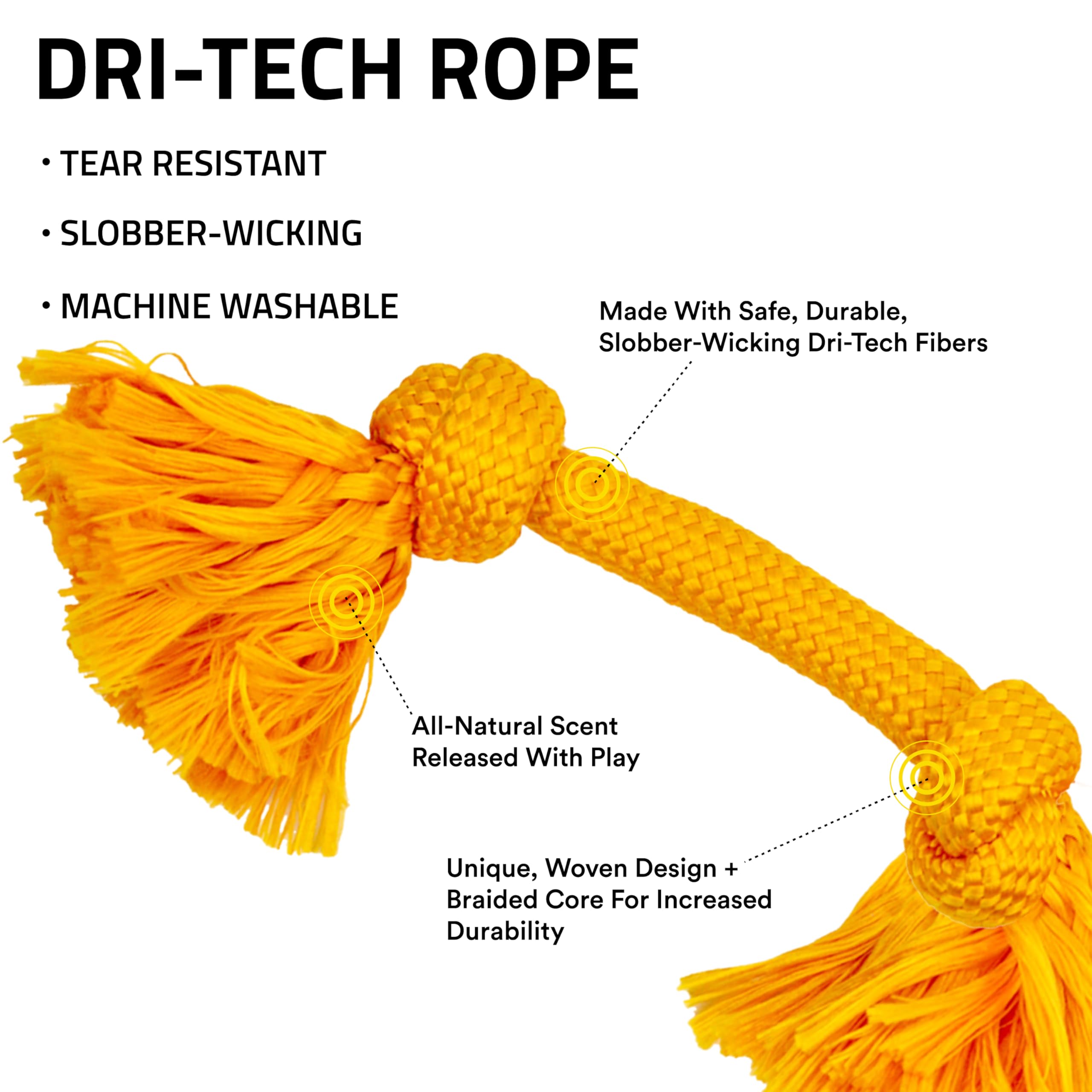 Playology Dri Tech Rope Dog Chew Toy For Medium Dogs Up To 50 Lbs | Engaging, All-Natural Cheddar Cheese Scented Orange Toy For