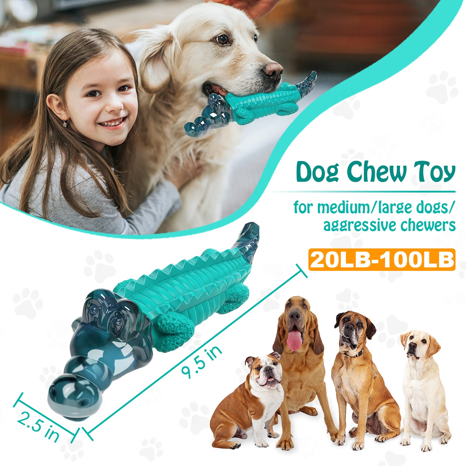 Jeefome Large Dog Toys For Aggressive Chewers: Dog Chew Toy - Tough Dog Toys For Large Dogs - Indestructible Dog Toys For Mediun/Large Breeds Dogs