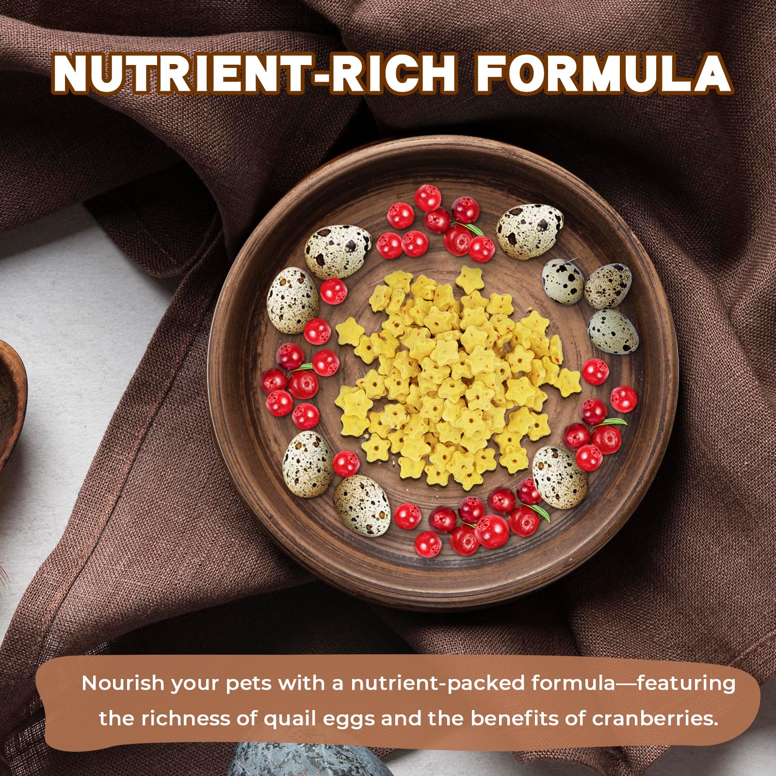 Dancing Tail Freeze Dried Quail Egg Yolk & Cranberry Cube Cat & Dog Treats Biscuits, Dehydrated Healthy Tasty Snack for Training