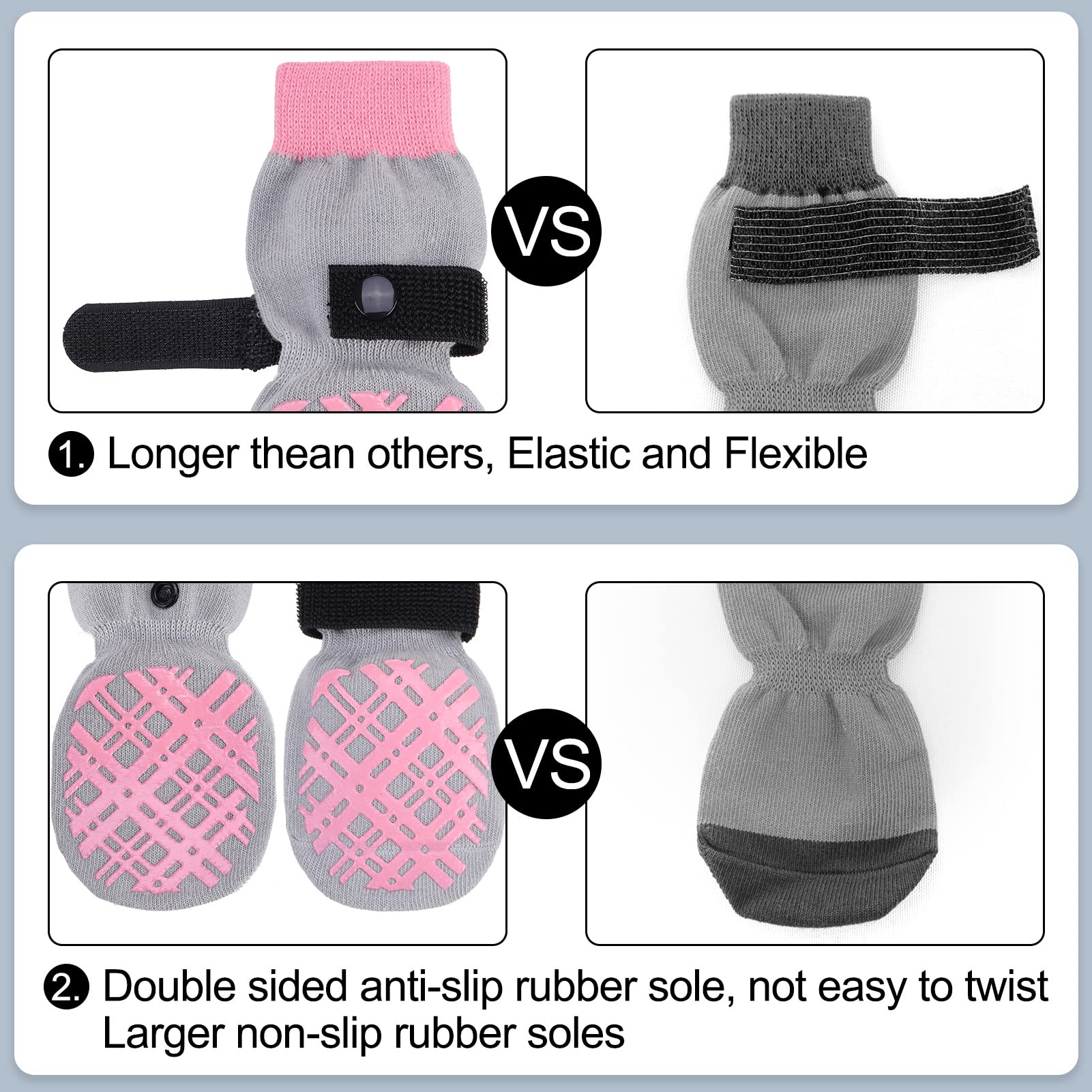 Beautyzoo Dog Socks - Prevent Licking, Hardwood Floor Protection - Shoes For Small, Medium, Large Dogs - Double Side Grips, Trac