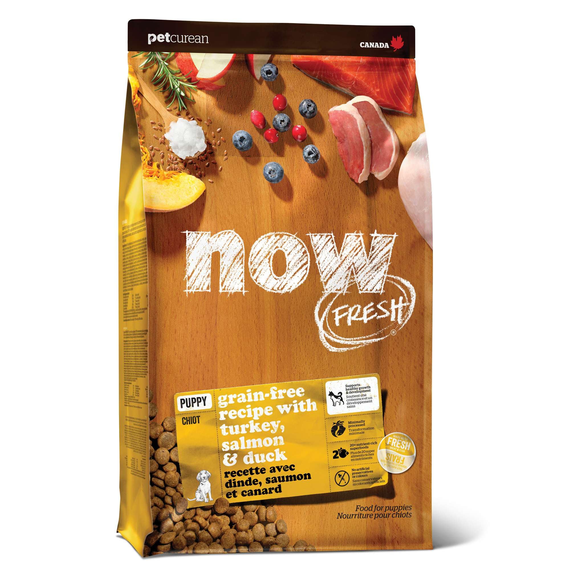 Now Fresh Grain-Free, Dry Dog Food, Real Meat and Fish, Turkey, Salmon and Duck Puppy Recipe, All Breed Size, 3.5 lb Bag