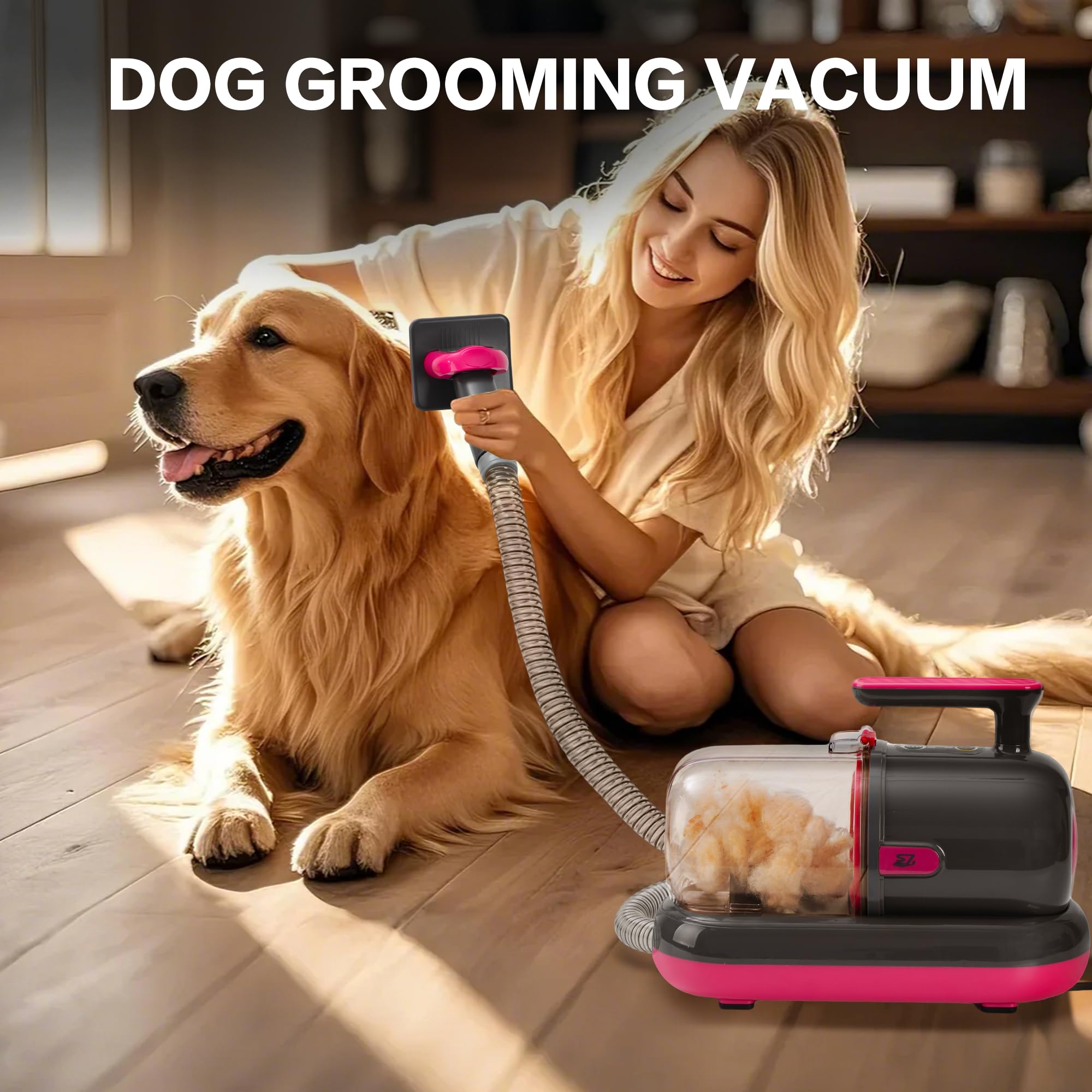 S7 Pet Grooming Kit with 99% Vacuum Suction for Pet Hair - Professional Clippers and 5 Essential Grooming Tools for Dogs, Cats,