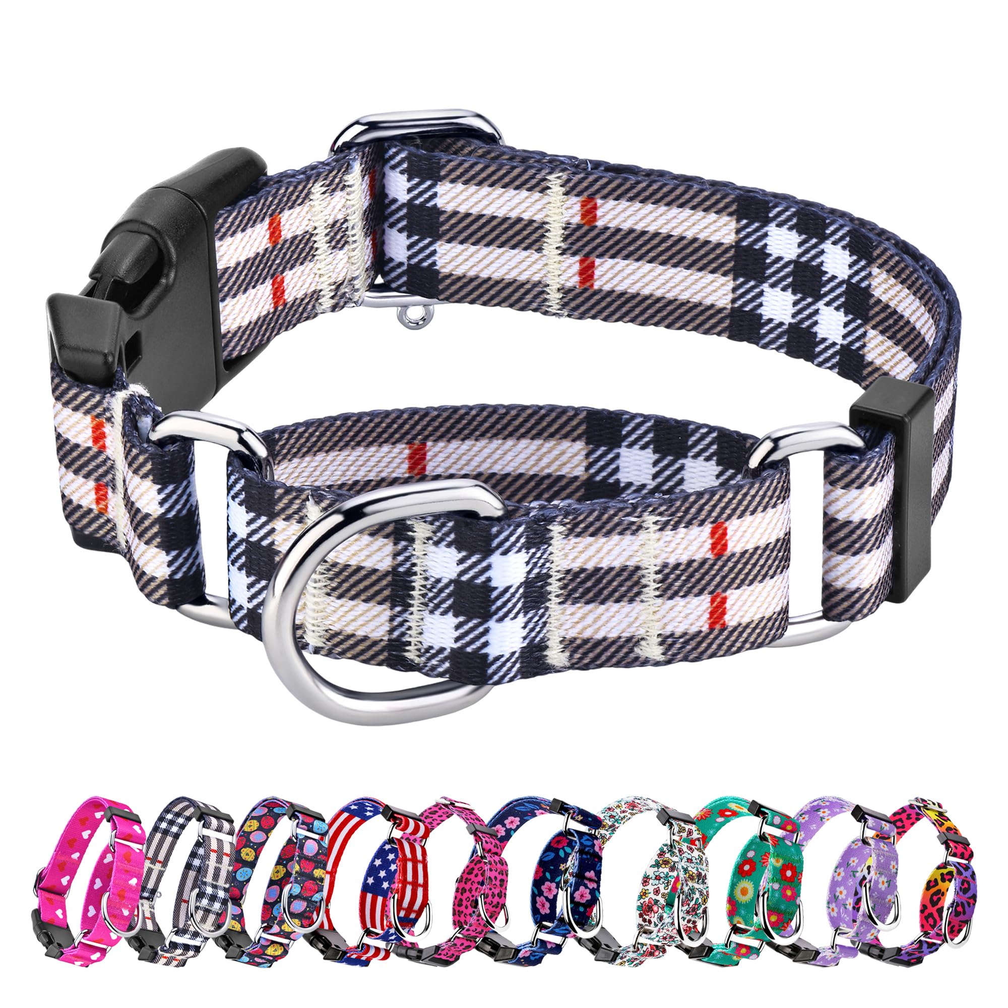 Hikiko Martingale Collar For Dogs With Buckle For Small Medium Large Dogs Soft Nylon Halloween Dog Collars Walking Training(Purp