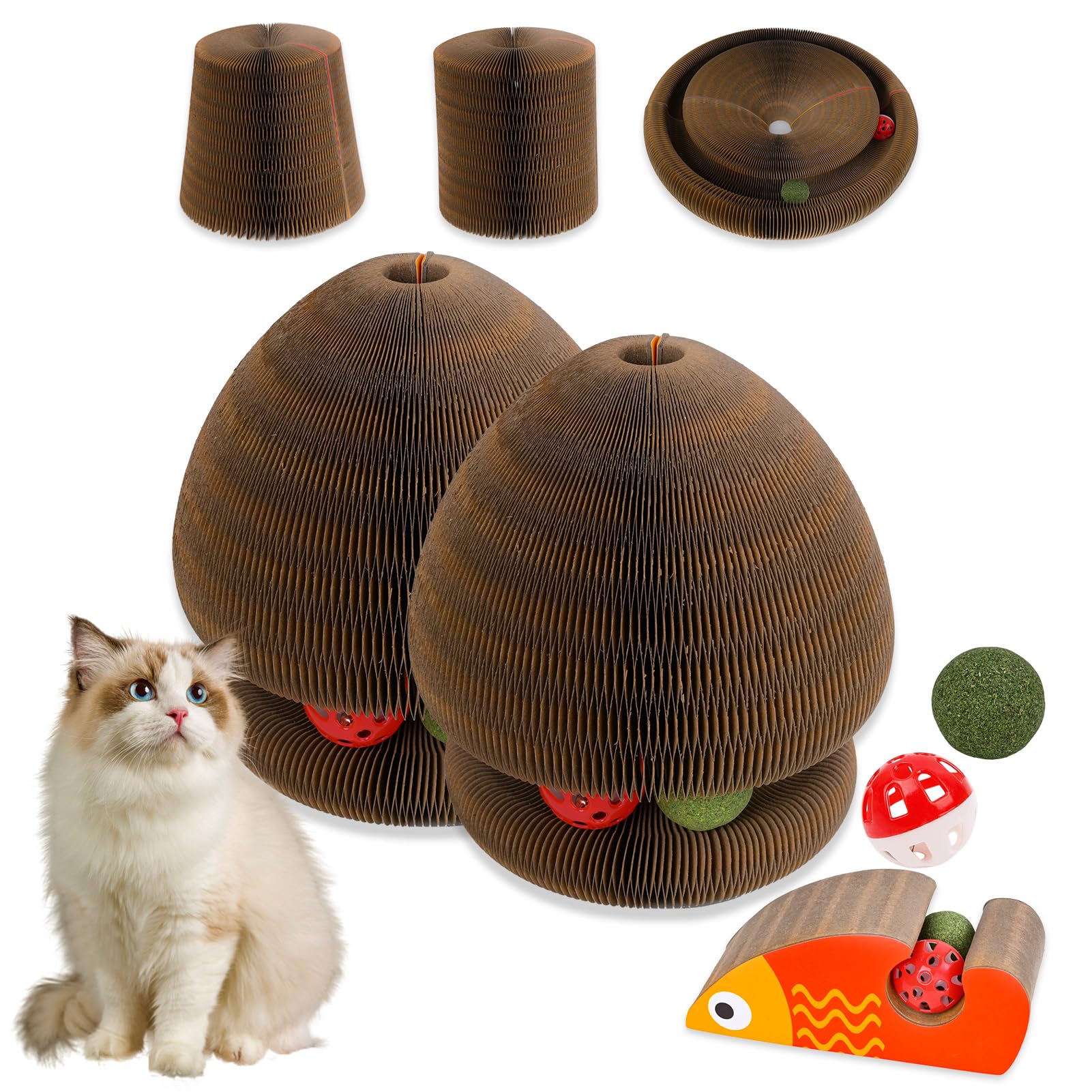Cat Toys for Indoor Cats, Kitty Magic Organ Scratching Board, Reversible Interactive Cat Toys Scratching, Cardboard,Kitten Scrat