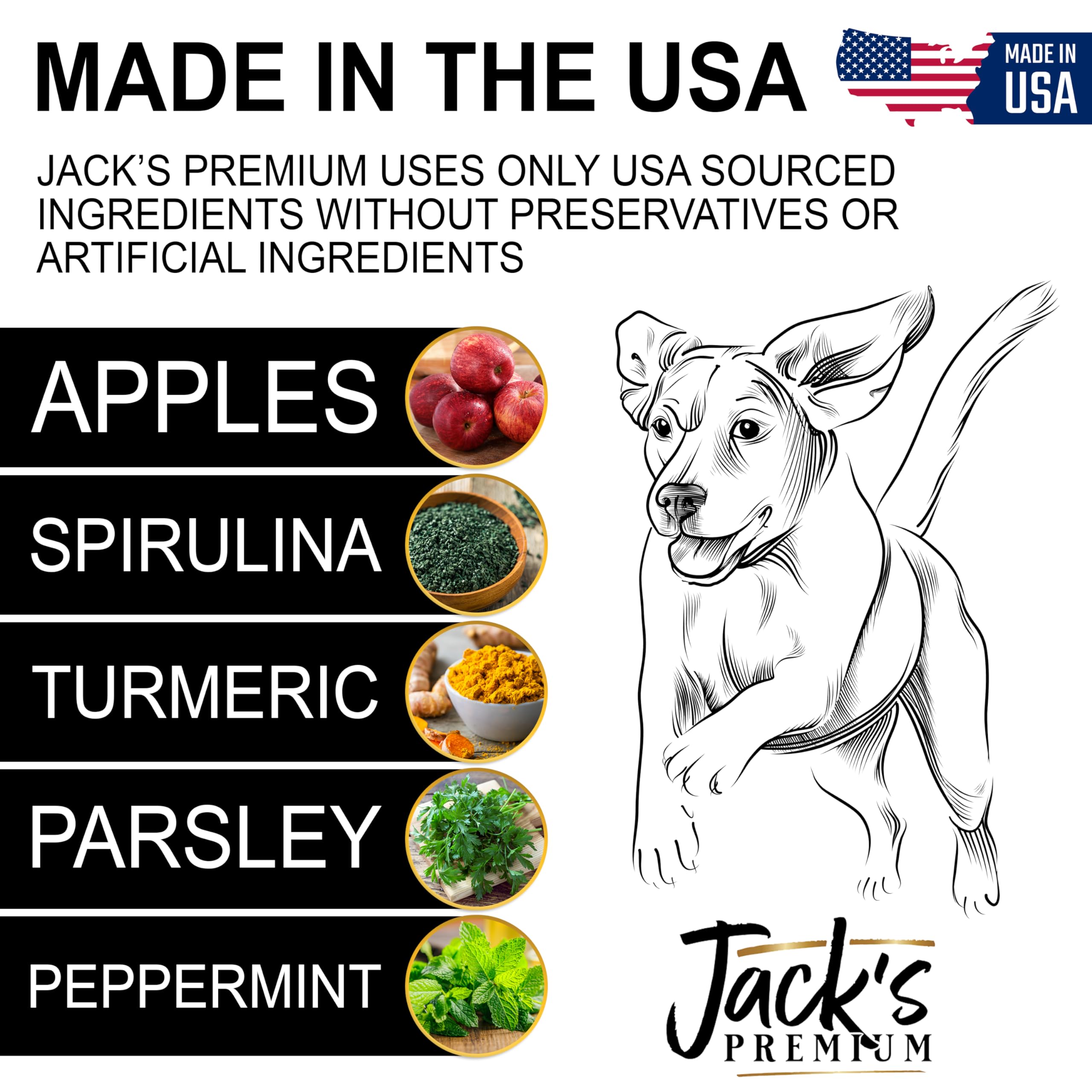 Jacks Premium Dental Treats for Dogs- Natural Chew for Dental Support & Tartar Control- Grain Free Functional Treat with Organi