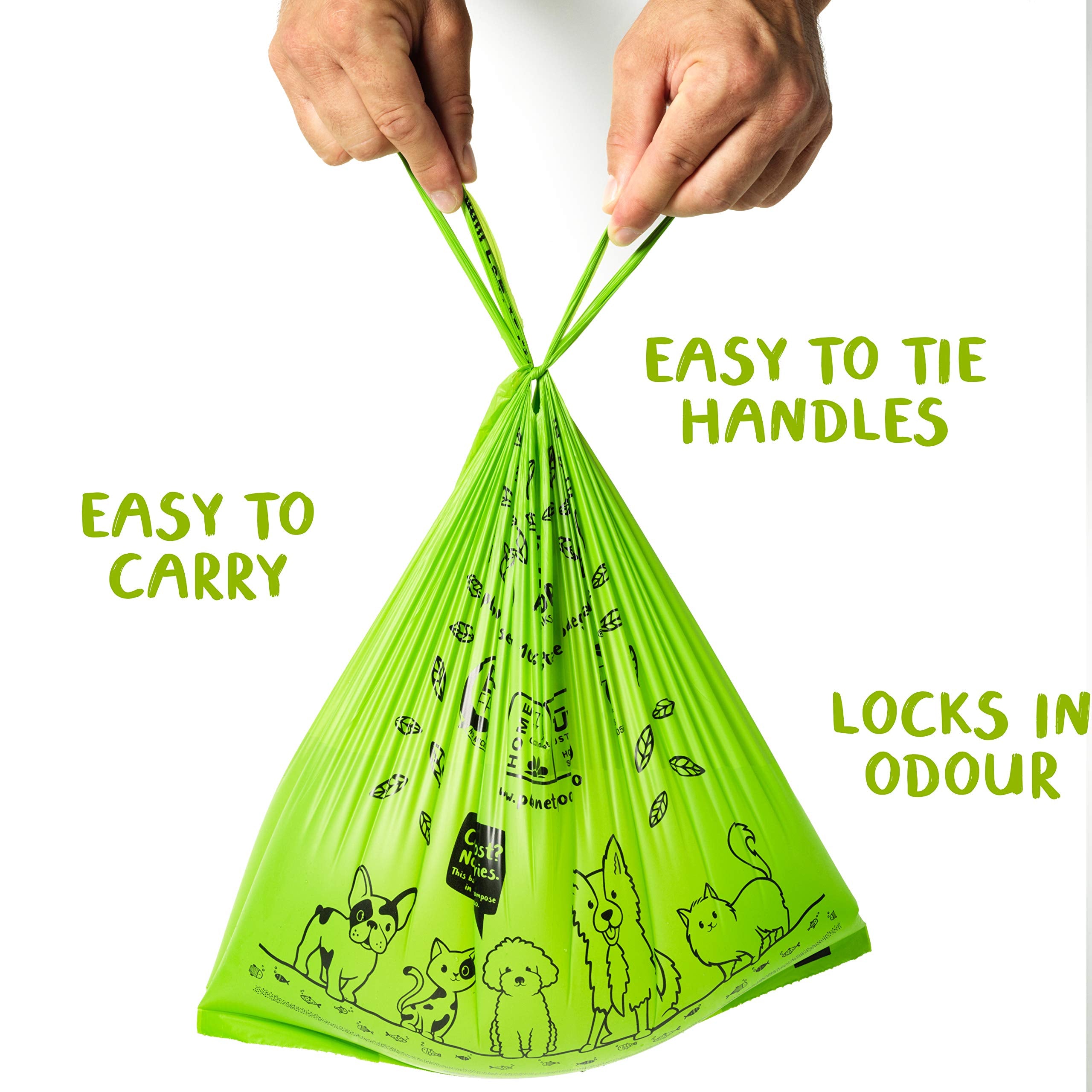 Planet Poop Home Compostable Dog Poop Bags, 30 Count, Xl Sized Cat Litter Box Clean-Up With Handles, Biodegradable For Dogs Extr