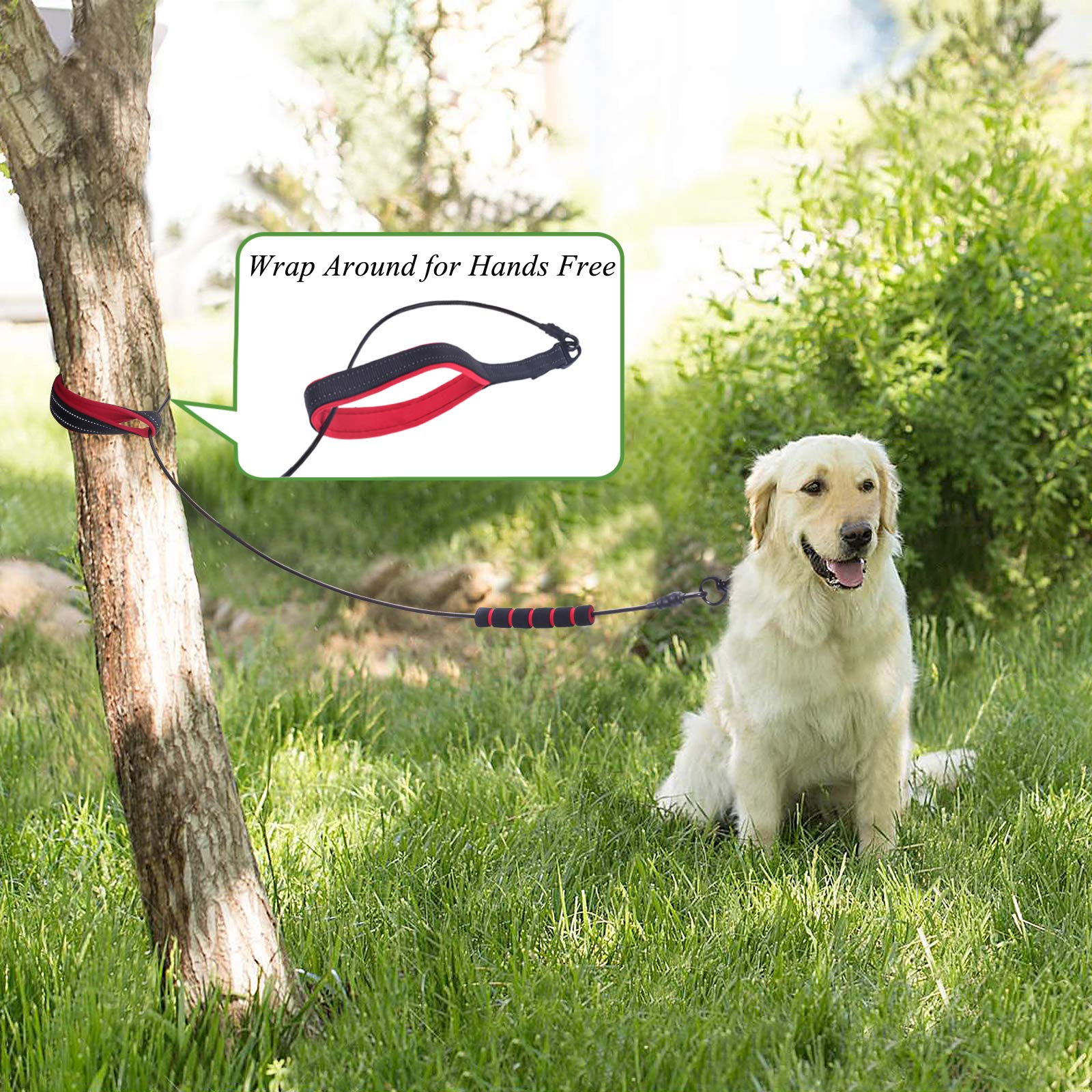 6Ft Chew Proof Dog Leash With Soft Foam And Reflective Padded Handle, Waterproof Vinyl Coated Steel Cable Chew-Resistant Metal Lead For Small Large Dogs