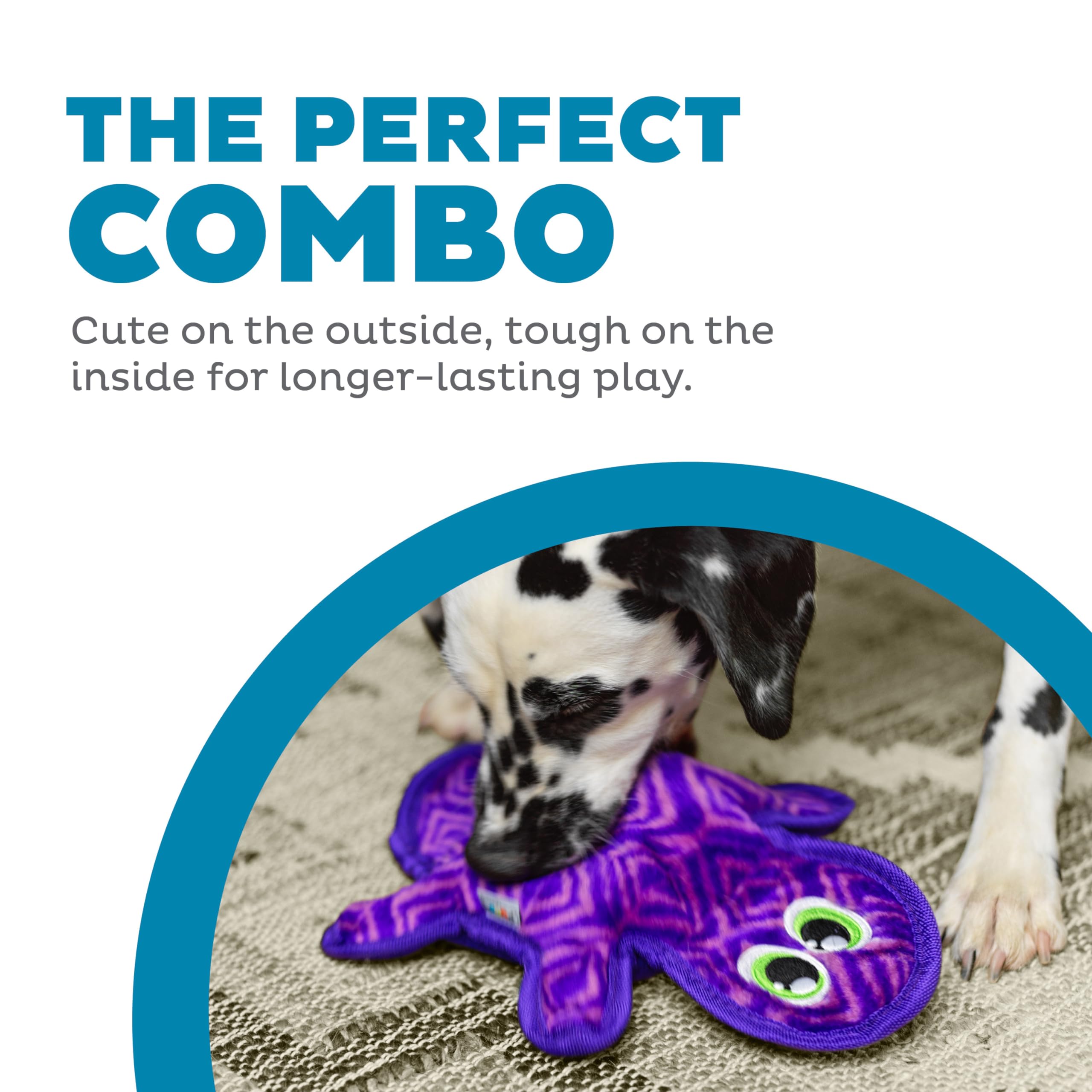 Outward Hound Durablez Tough Plush Squeaky Dog Toy, Gecko, Purple, Medium