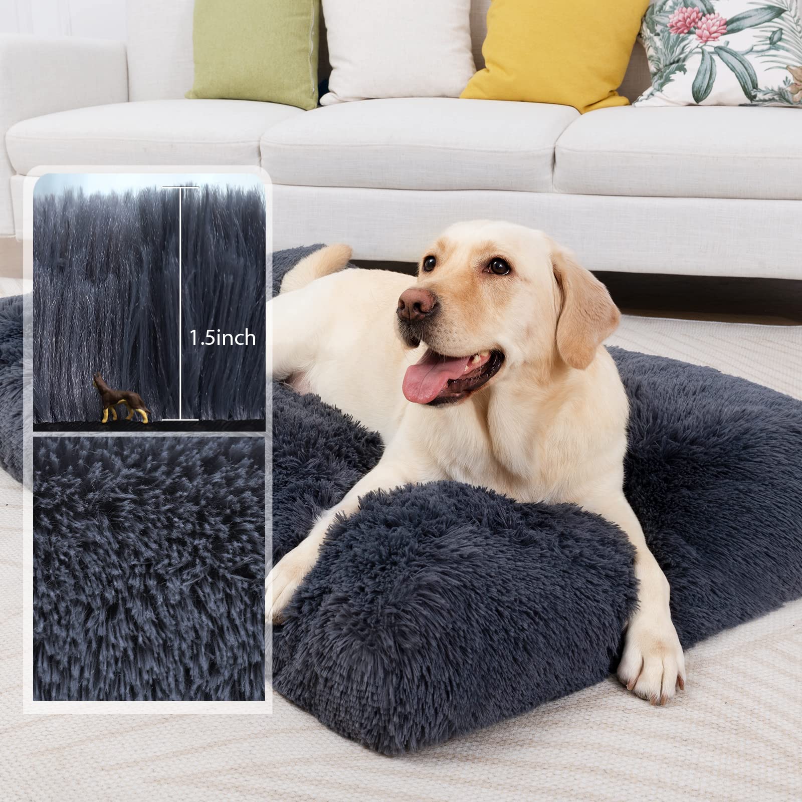 Champets Washable Dog Bed For Crate 41''X27'',Large Dog Bed For Small,Medium,Large,Extra Large Dog Cats Pet,Waterproof Dog Beds