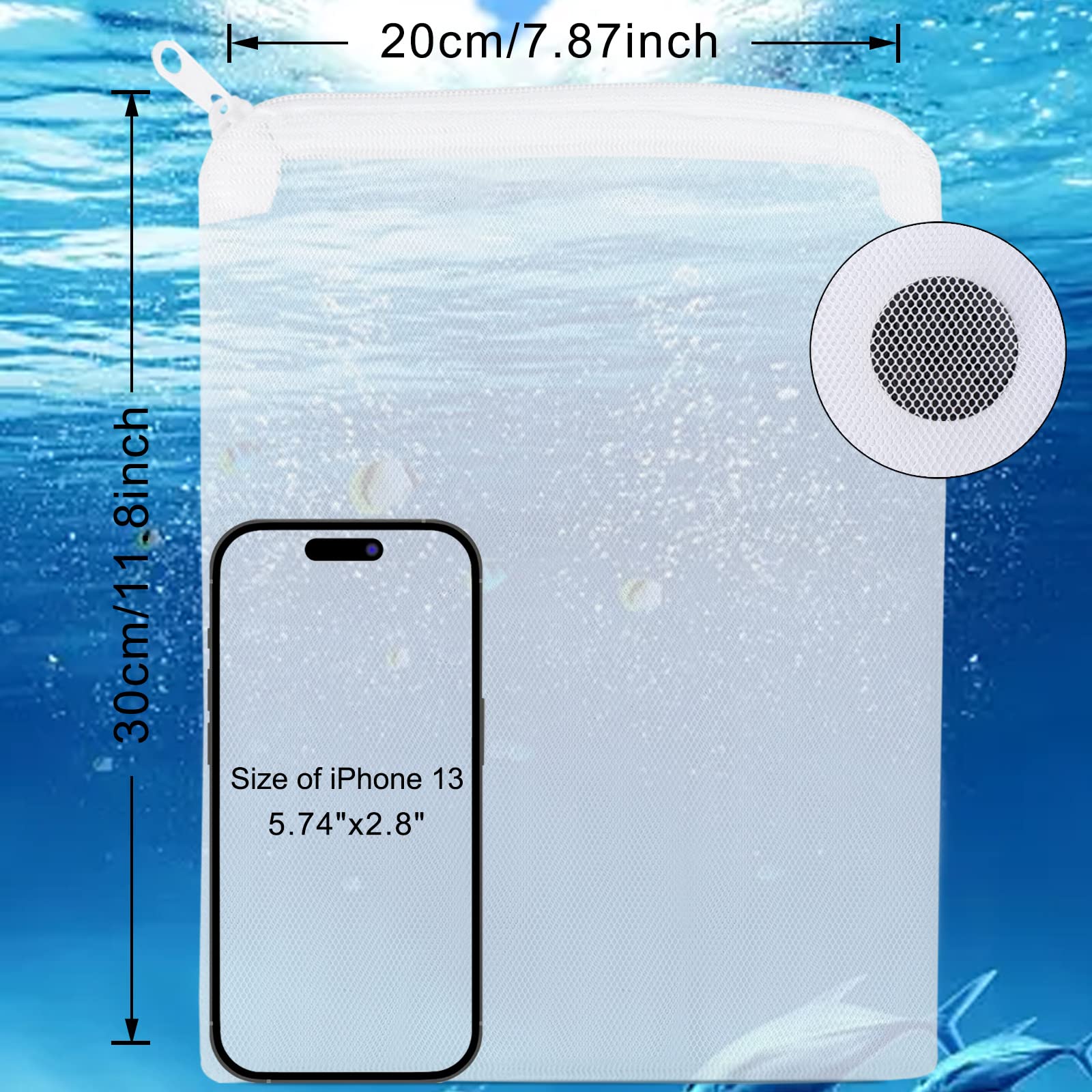 Segarty Filter Media Bags, 10Pcs 11.7X7.8 Inch Aquarium Nylon Mesh Bags With Plastic Zipper, Fish Tank White Net Bags For Pellet