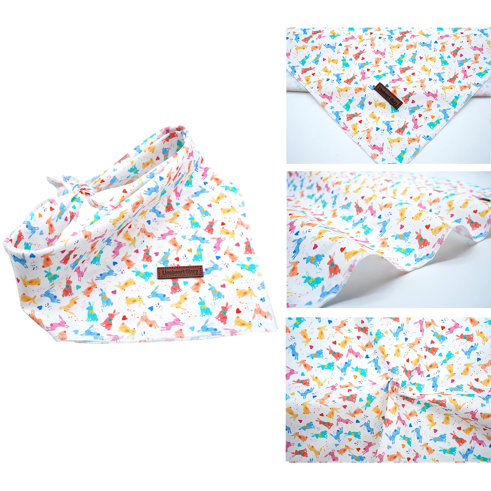 Lionheart Easter Dog Bandana - Soft Washable Square Adjustable Bandana For Medium Large Dogs